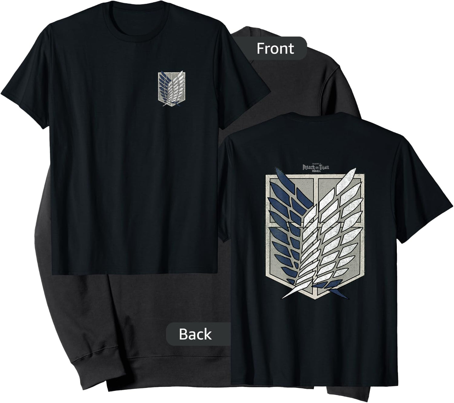 Attack on Titan Season 3 Scout Regiment Emblem Front Back Sweatshirt - Sweatshirt | Black