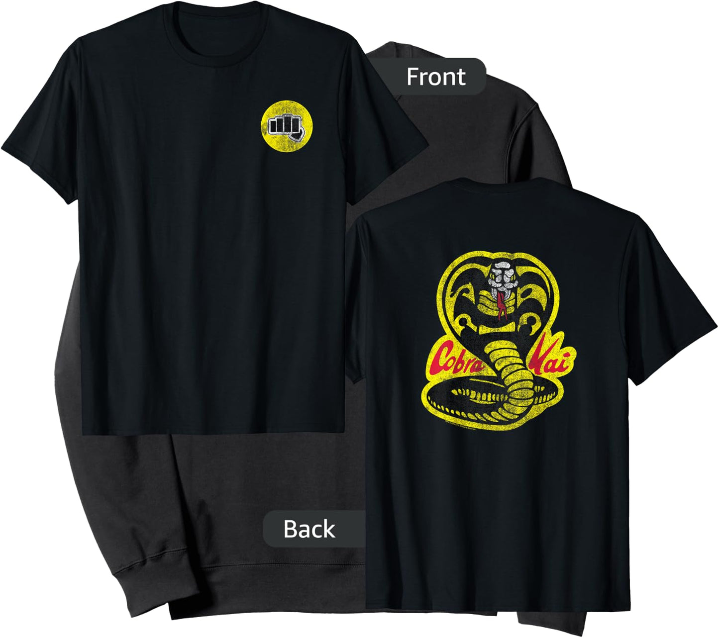 The Karate Kid Front Back Cobra Kai Yellow Fist Movie Sweatshirt - Sweatshirt | Black