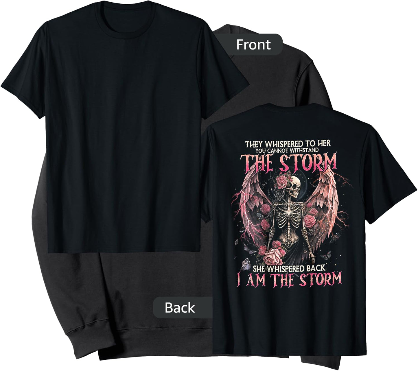 I AM THE STORM SKELETON ROSES WINGS (on back) Sweatshirt - Sweatshirt | Black