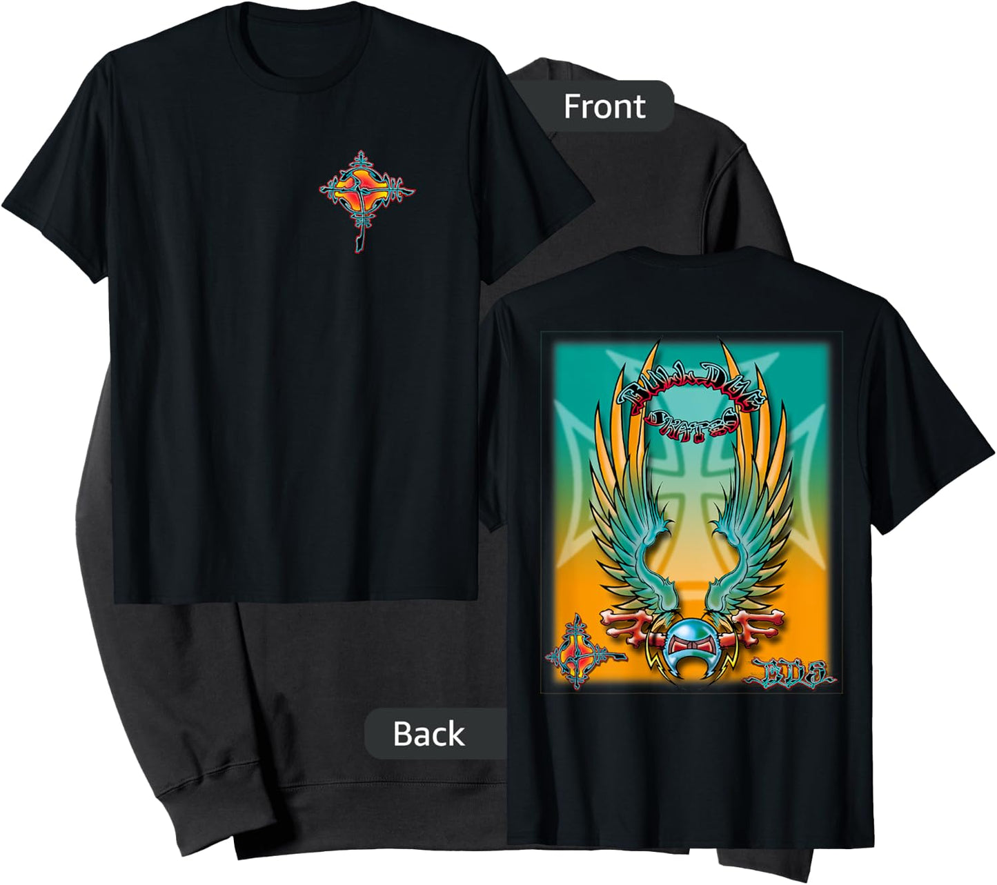 BDS Bulldog Skates Iron Cross Winged Skateboard Surf Sweatshirt - Sweatshirt | Black