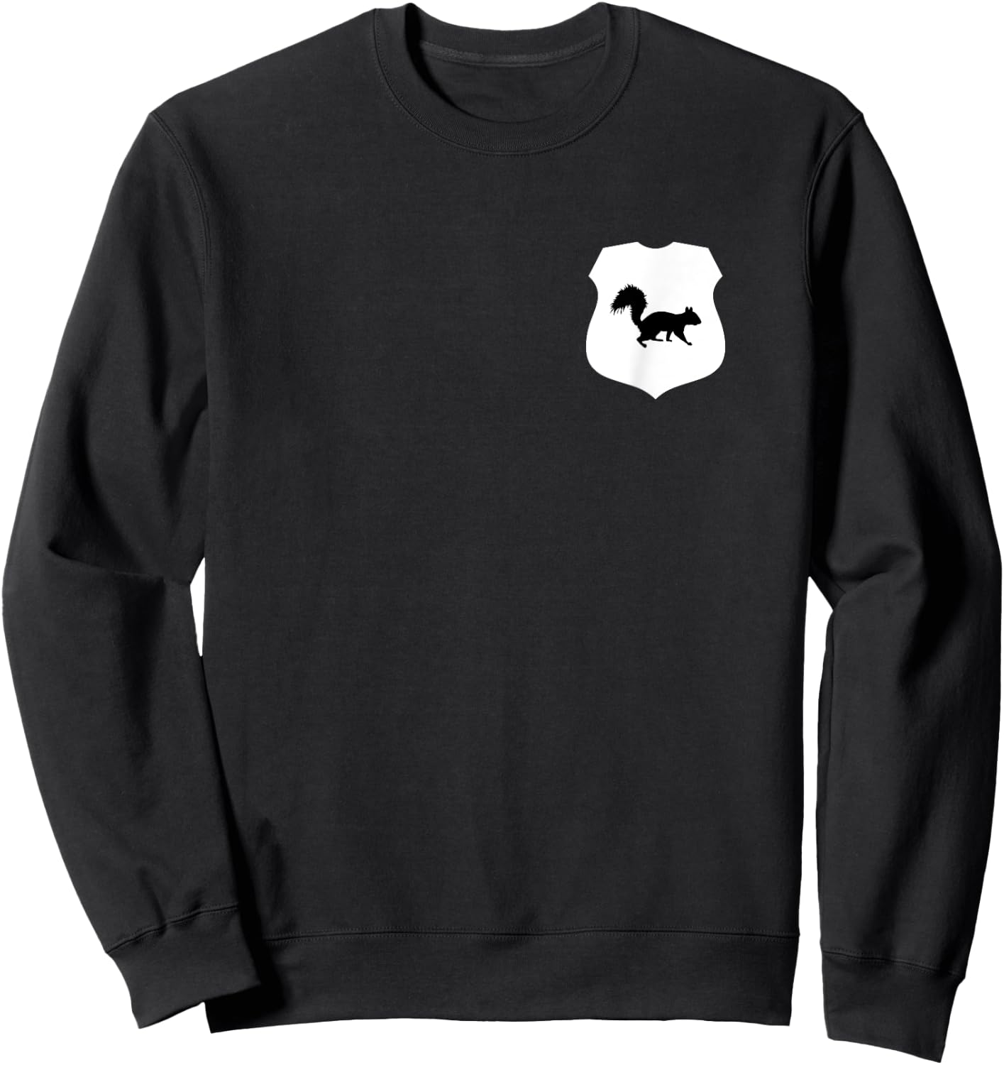 Squirrel Patrol on Back Front Patrol Officer Badge Squirrel Sweatshirt - Sweatshirt | Black