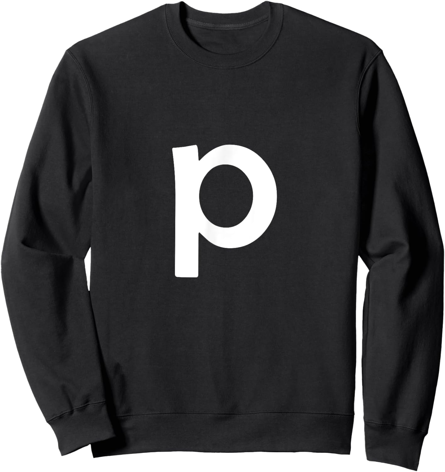 Simple Bold Large White Lower Case Letter p Alphabet Sweatshirt - Sweatshirt | Black