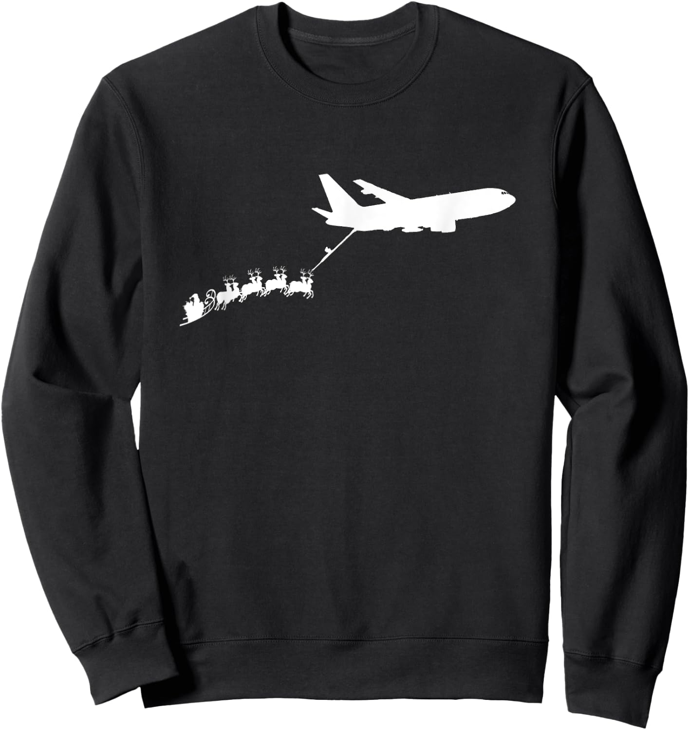 KC46 Pegasus Santa's Sleigh Funny Christmas Aviation AvGeek Sweatshirt - Sweatshirt | Black