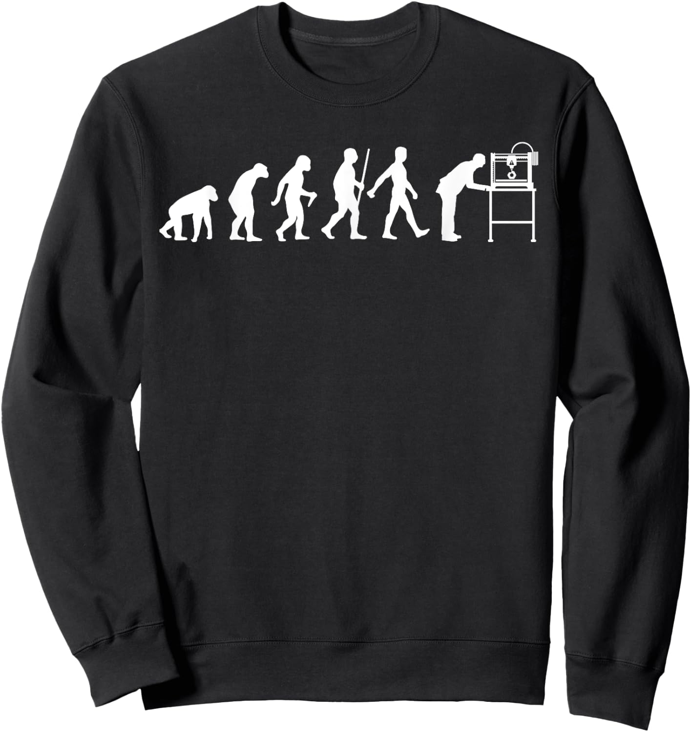 Funny 3D Printer Designs Men Women 3D Printing Evolution Sweatshirt - Sweatshirt | Black