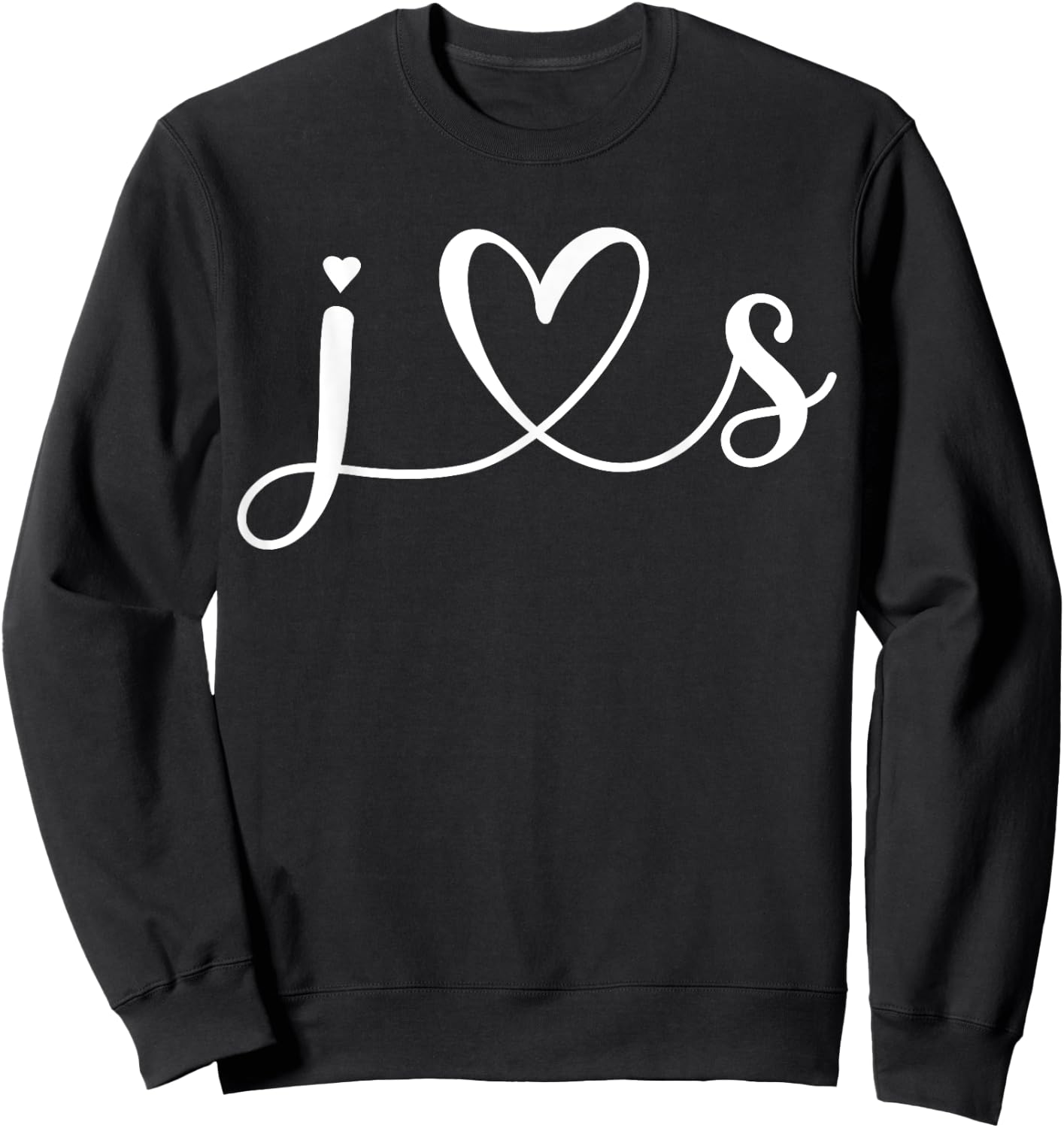 J Love S Bride Boyfriend & Girlfriend J Letter and S Letter Sweatshirt - Sweatshirt | Black