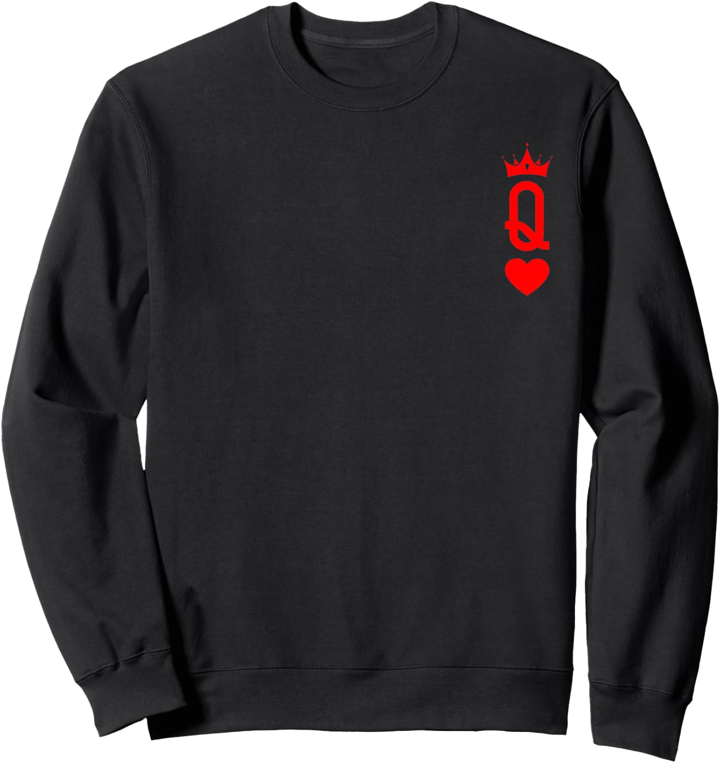 Queen of Heart King And Queen Easy Couple Halloween Costume Sweatshirt - Sweatshirt | Black