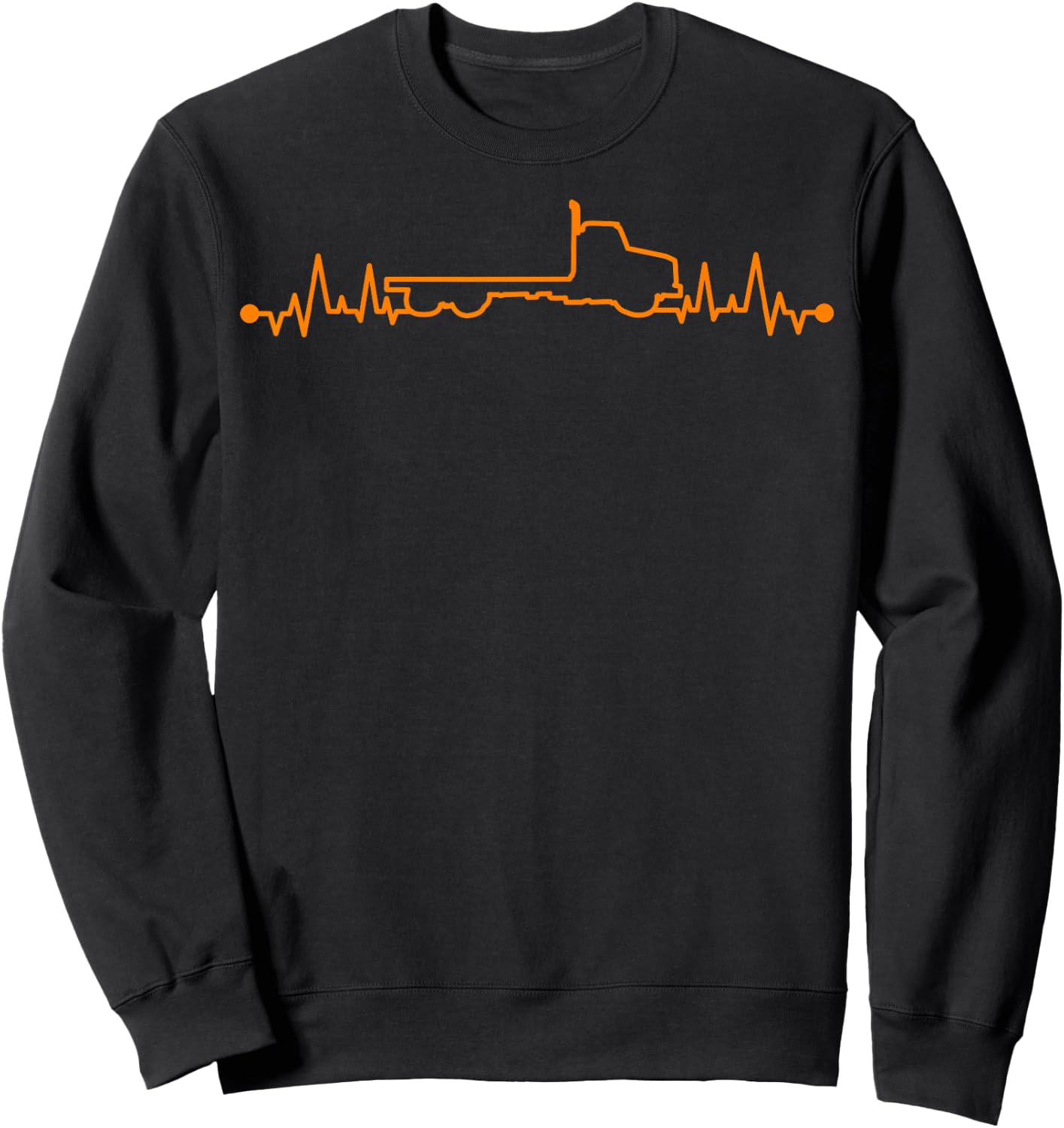 Funny Truck Driver Gift Men Cool Trucking Trucker Heartbeat Sweatshirt - Sweatshirt | Black