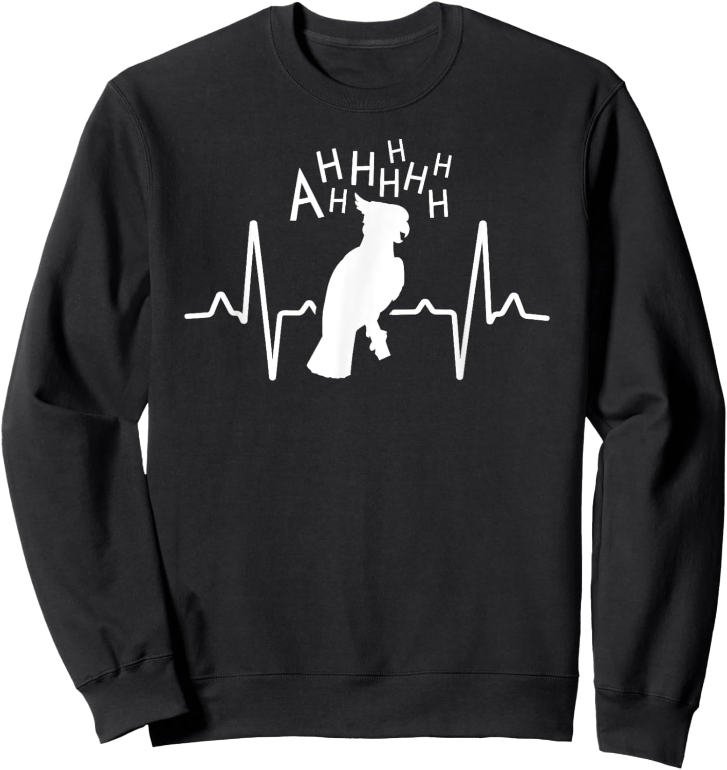 Parrot Shirt Screaming Cockatoo Gifts Heartbeat Sweatshirt - Sweatshirt | Black