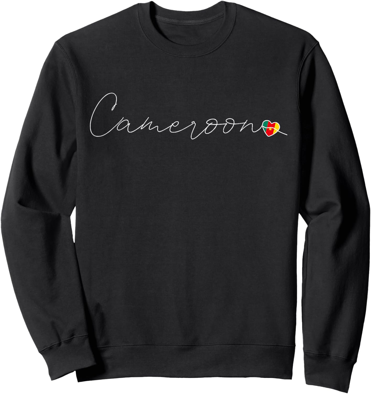 Cameroun Simple Love Cameroonian Flag Heart on Cameroon Sweatshirt - Sweatshirt | Black
