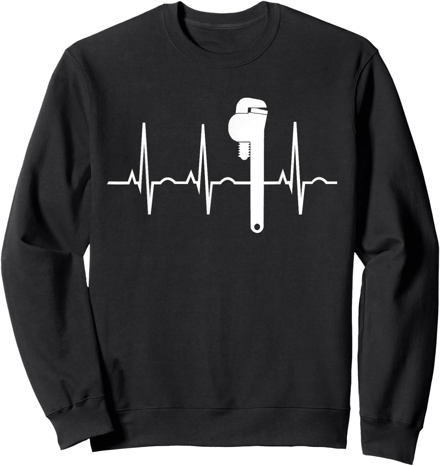Funny Plumbing Tools Wrench Heartbeat Plumber Gift Sweatshirt - Sweatshirt | Black