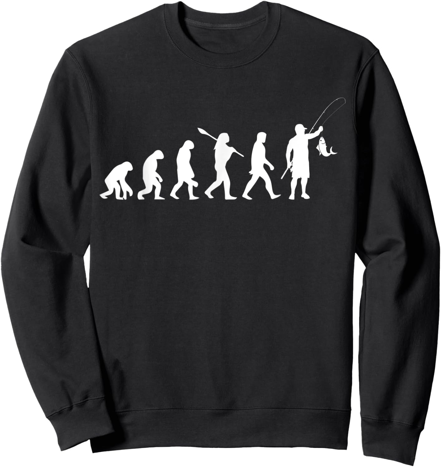 Funny Fishing Shirt. From Monkey to Caveman to Fisherman. Sweatshirt - Sweatshirt | Black