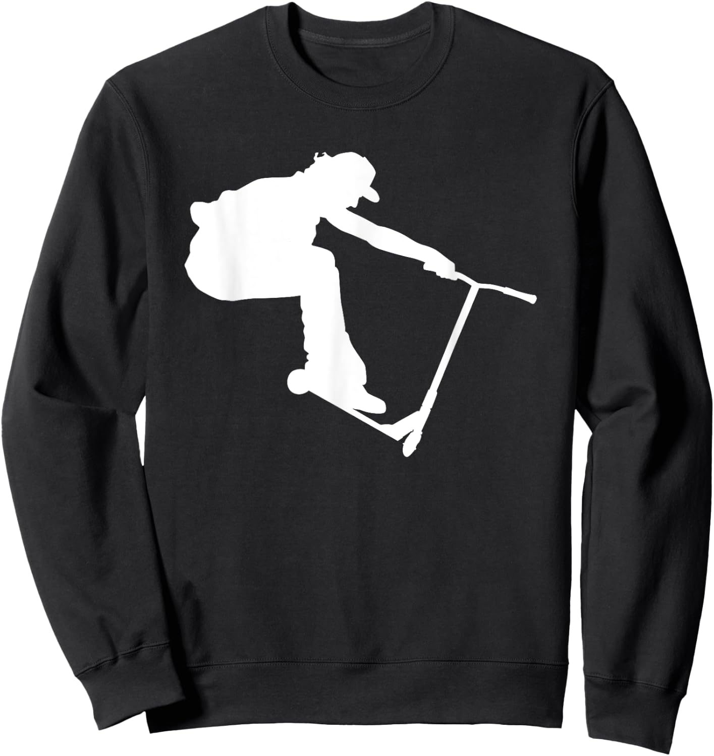 Silhouette Scootering Stunt Scooter Rider Racing Trick Racer Sweatshirt - Sweatshirt | Black