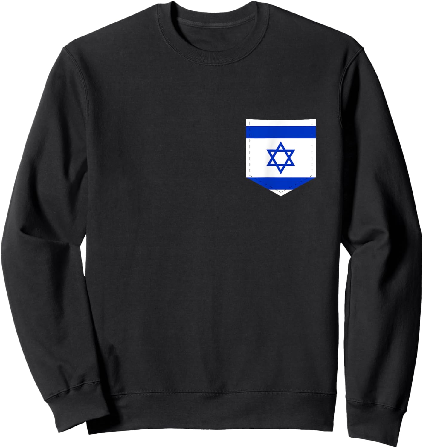 Israel Flag with Printed Israeli Flag Pocket Sweatshirt - Sweatshirt | Black