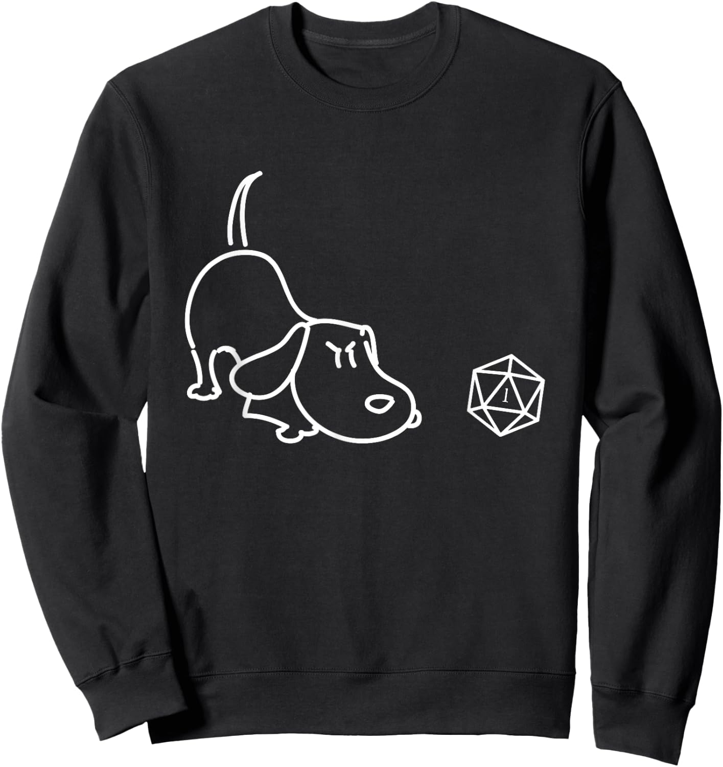 Nerdy Polyhedral D20 Dice Set for Dog Lovers Geeky Sweatshirt - Sweatshirt | Black