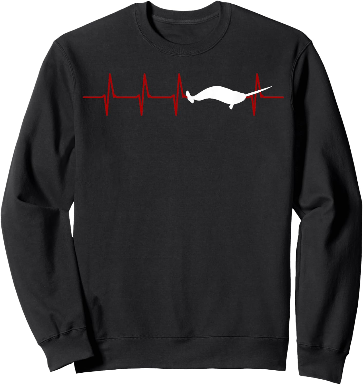 Narwhal Heartbeat Oceanologist Sea Animal Whale Ocean Sweatshirt - Sweatshirt | Black