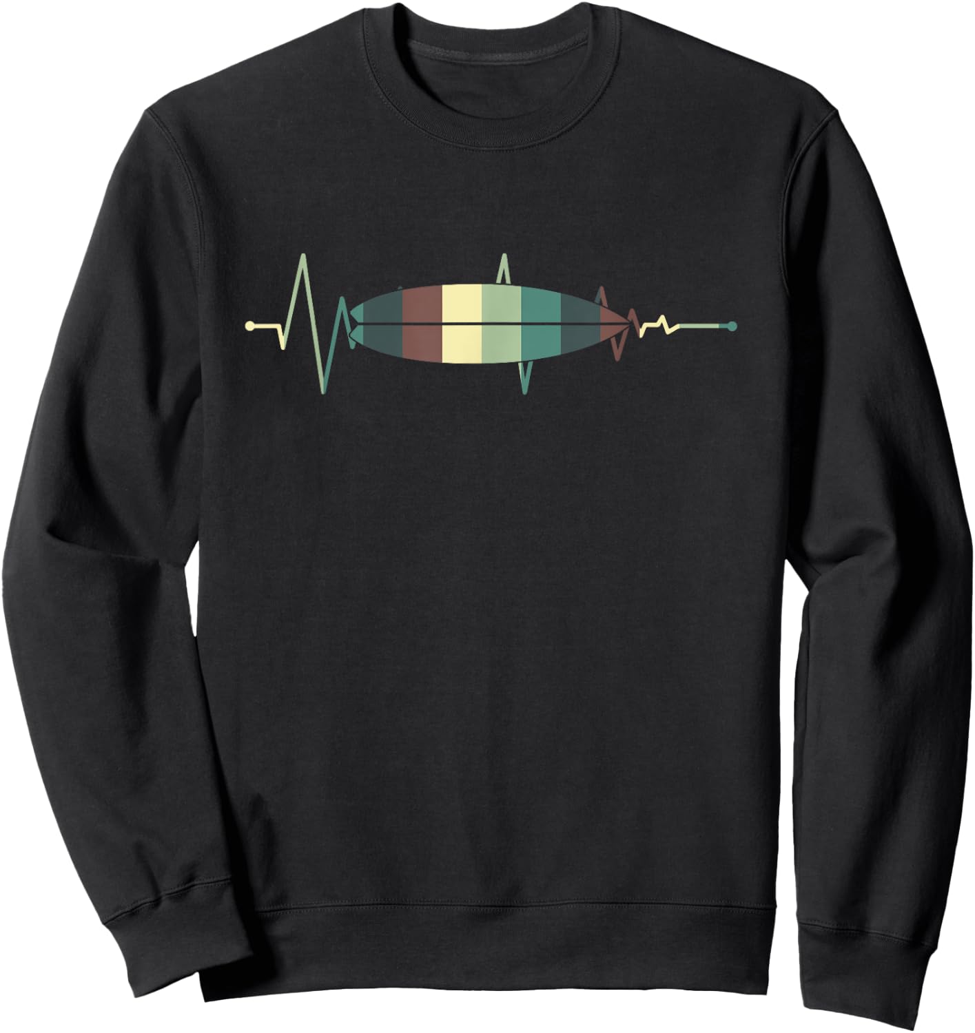 Surfboard Surf Surfer Surfboarder Heartbeat Retro Sweatshirt - Sweatshirt | Black