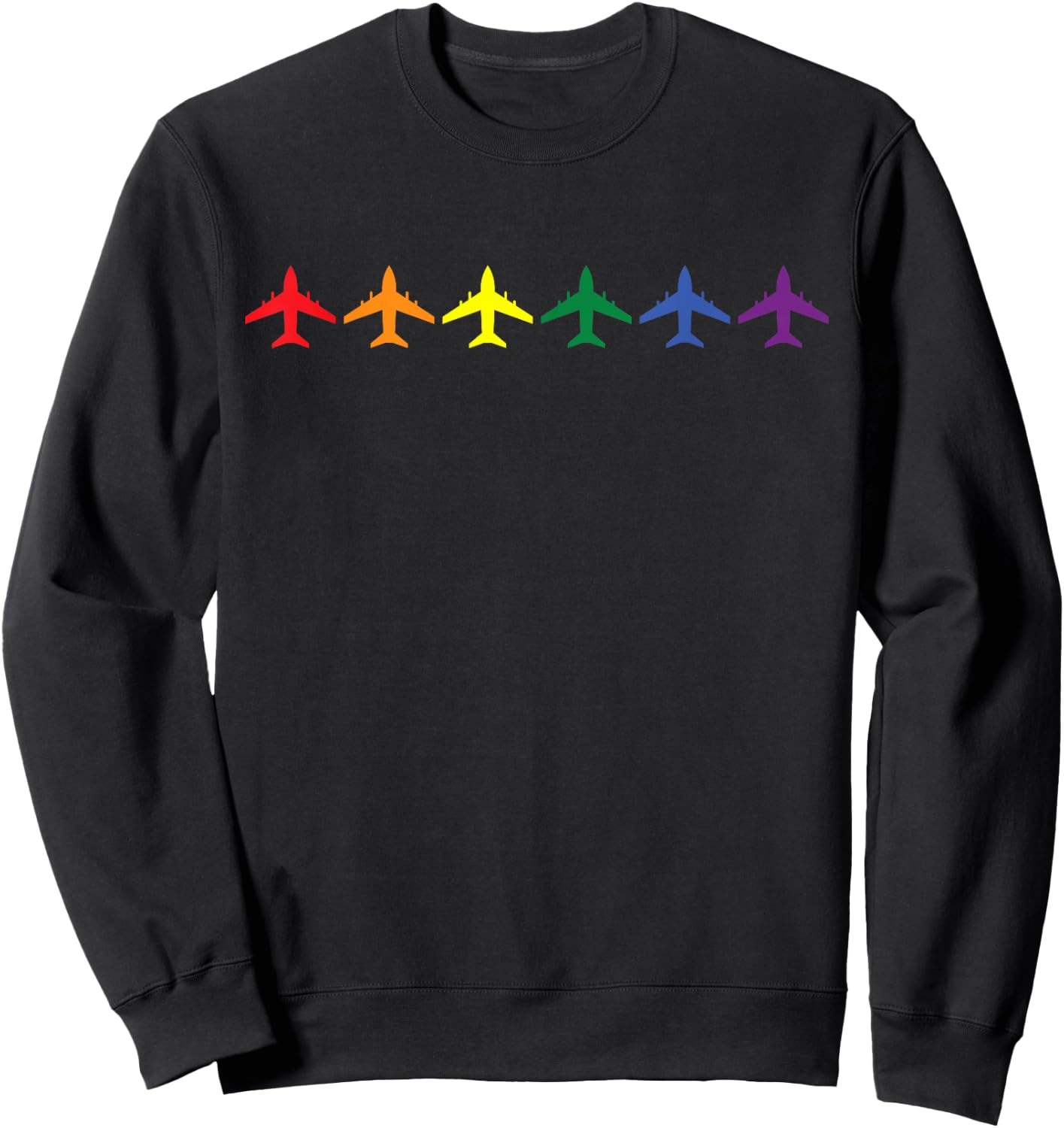 Rainbow Airplane Rocket Pilot LGBTQ Gay Pride Month Team Sweatshirt - Sweatshirt | Black