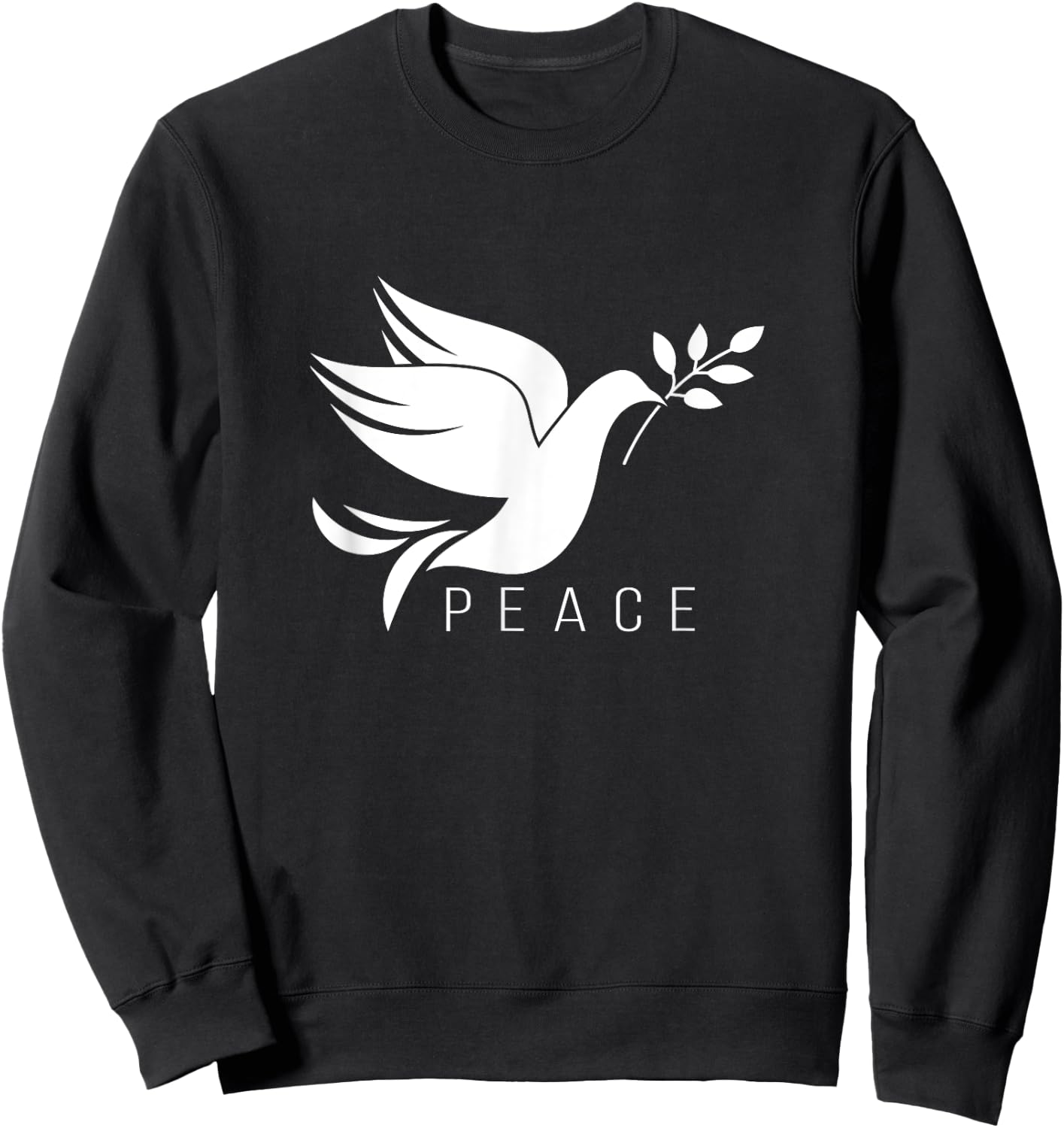 Peace Dove Symbol With Olive Tree Branch Sweatshirt - Sweatshirt | Black