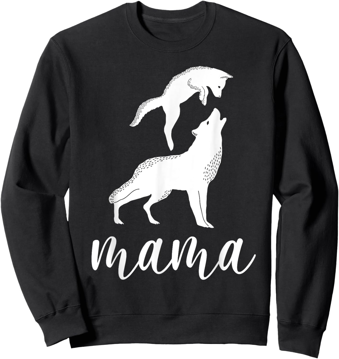 Mama Wolf & Baby Wolf Love Mom and Kids - Mothers Day Sweatshirt - Sweatshirt | Black