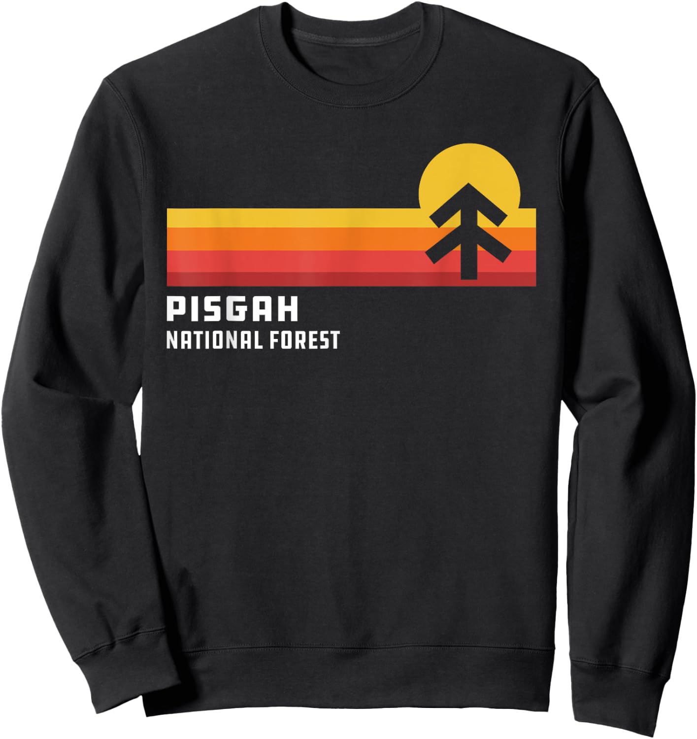 Retro Sunset Pisgah National Forest Asheville North Carolina Sweatshirt - Sweatshirt | Black