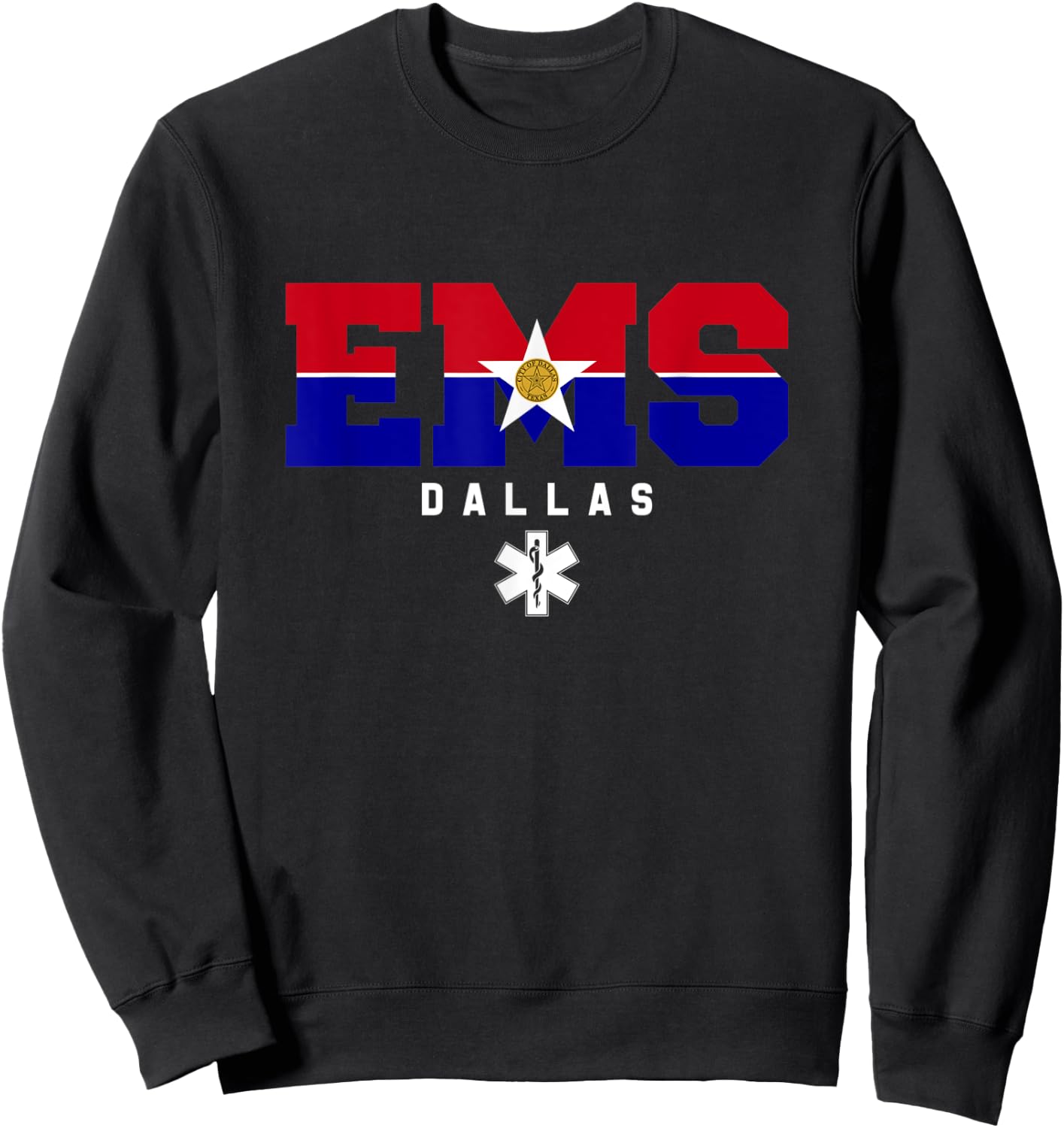 Dallas Texas EMS Emergency Medical Services EMT Duty Sweatshirt - Sweatshirt | Black