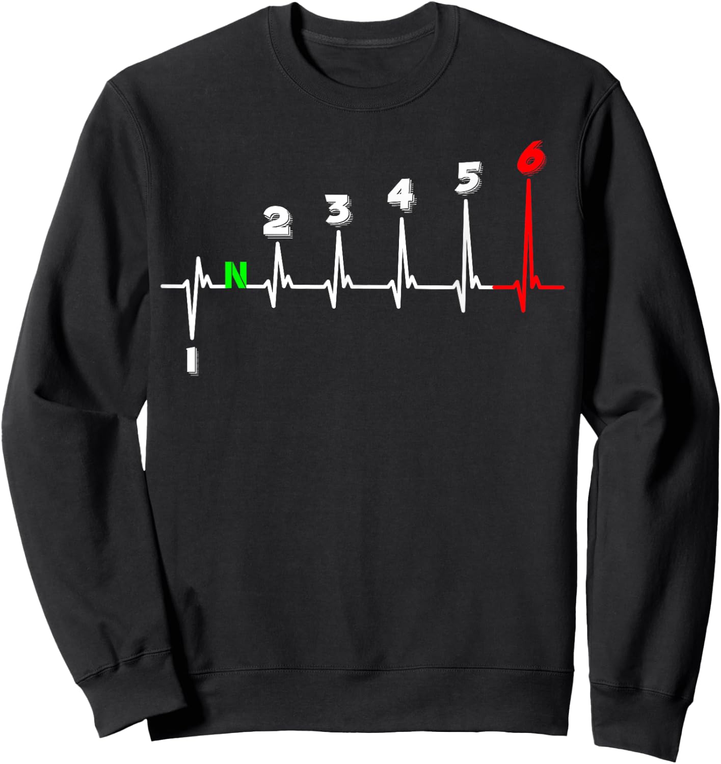 Motorcycle Heartbeat ECG Heart Rate Gear Shifter 1-6 Gears Sweatshirt - Sweatshirt | Black