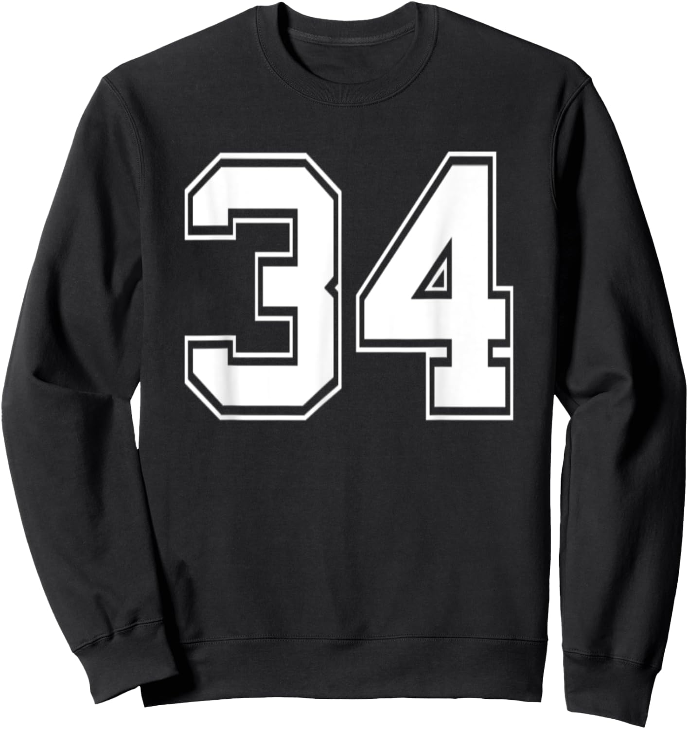 Number 34 Baseball Football Soccer Birthday Sweatshirt - Sweatshirt | Black