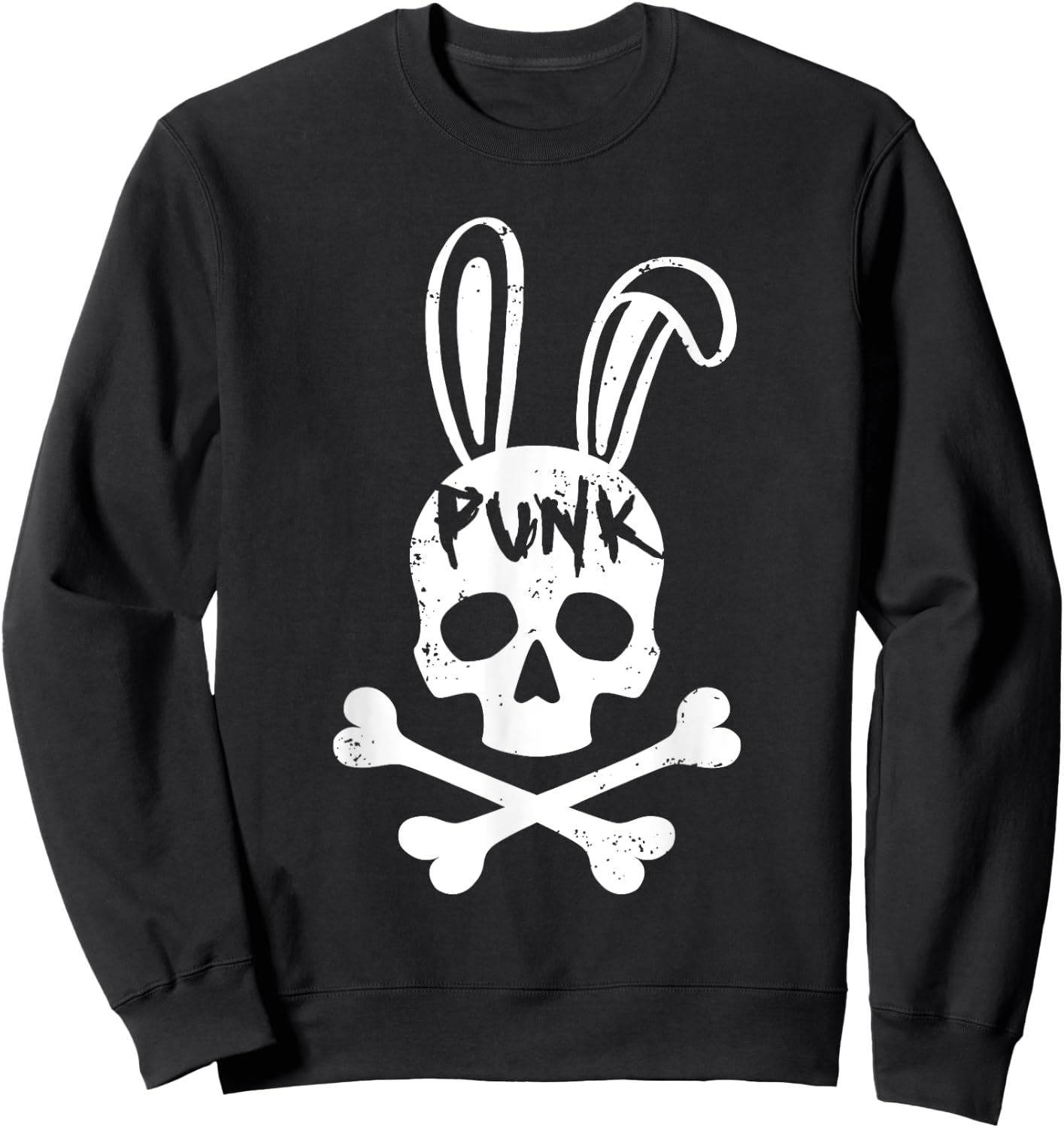 Punk Skull Rabbit Rock Music Aesthetic Subculture Rocker Sweatshirt - Sweatshirt | Black