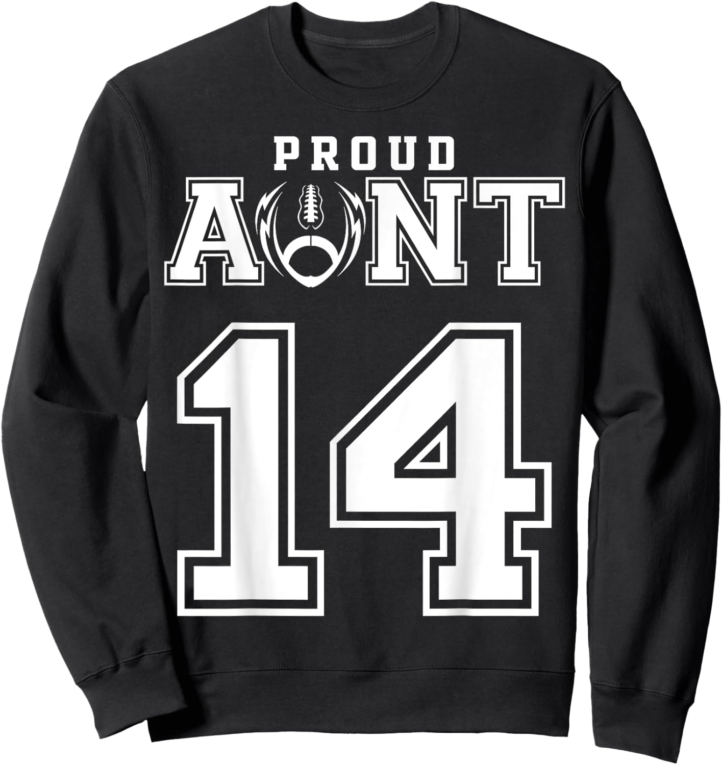 Custom Proud Football Aunt Number 14 Personalized Sweatshirt - Sweatshirt | Black