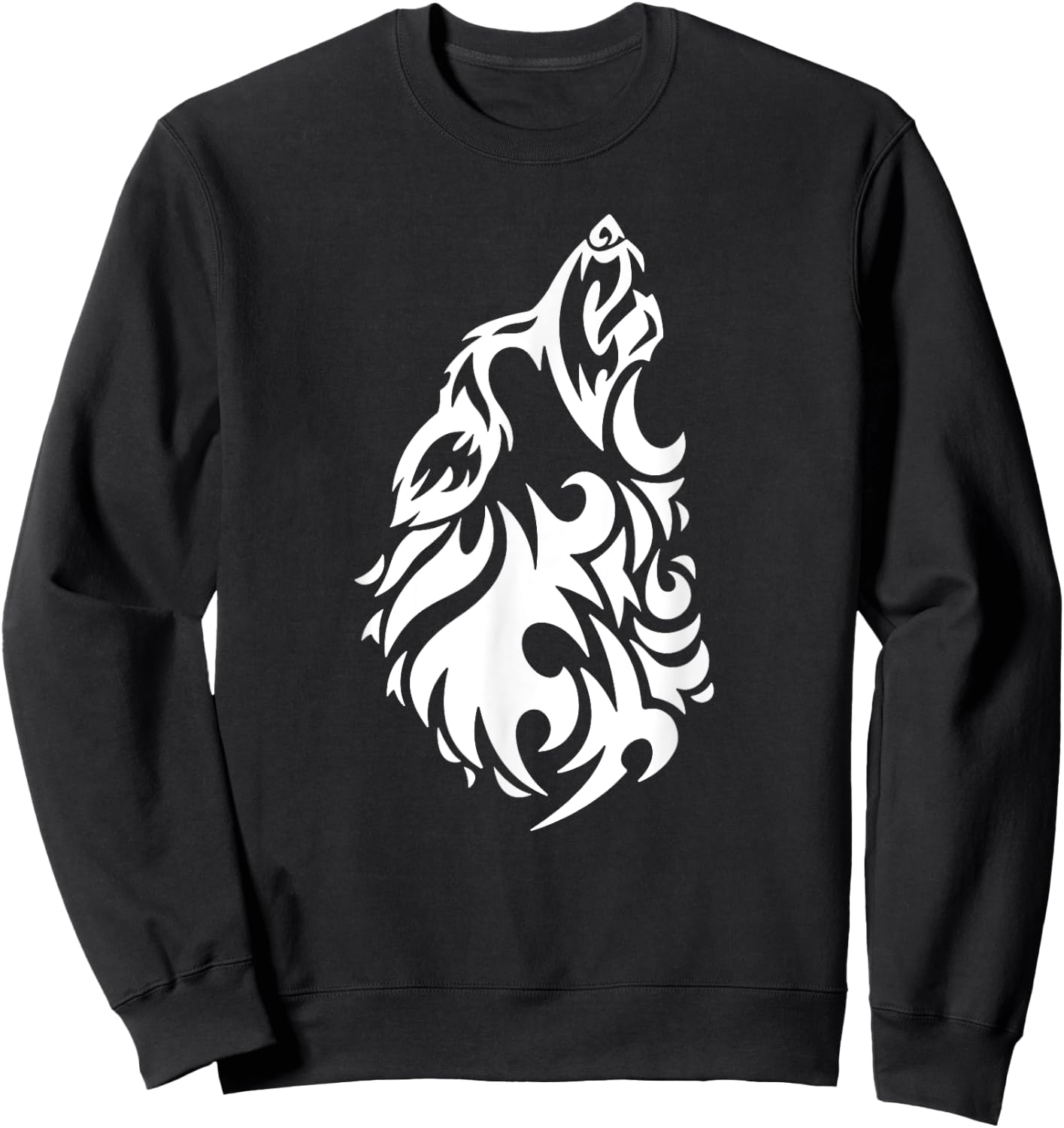 Wolf - Cool Tribal Dog Head Pup Howling Men Women Girls Kids Sweatshirt - Sweatshirt | Black