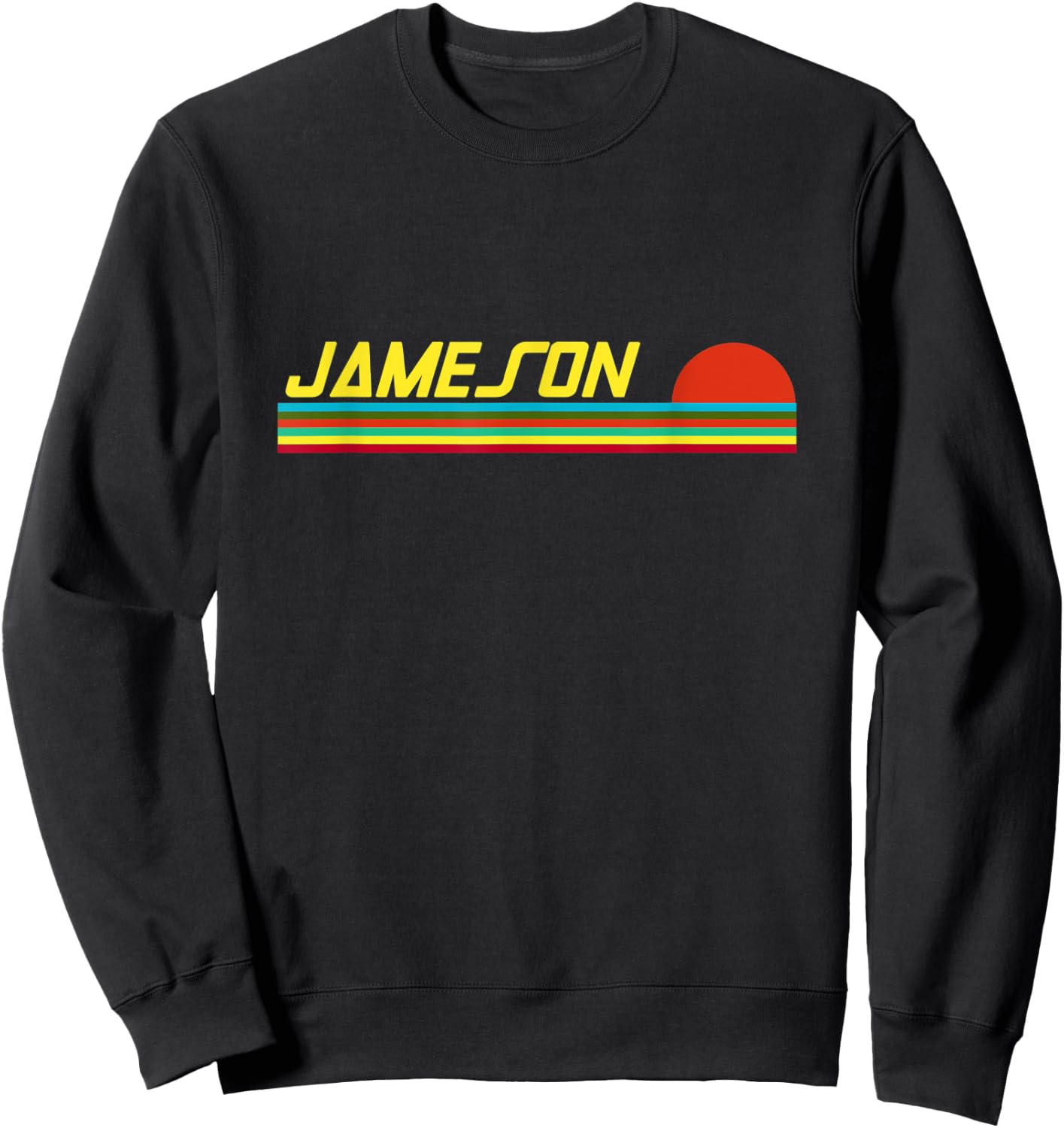 Jameson First Name Logo Retro Sunset Surfer Style Jameson Sweatshirt - Sweatshirt | Black