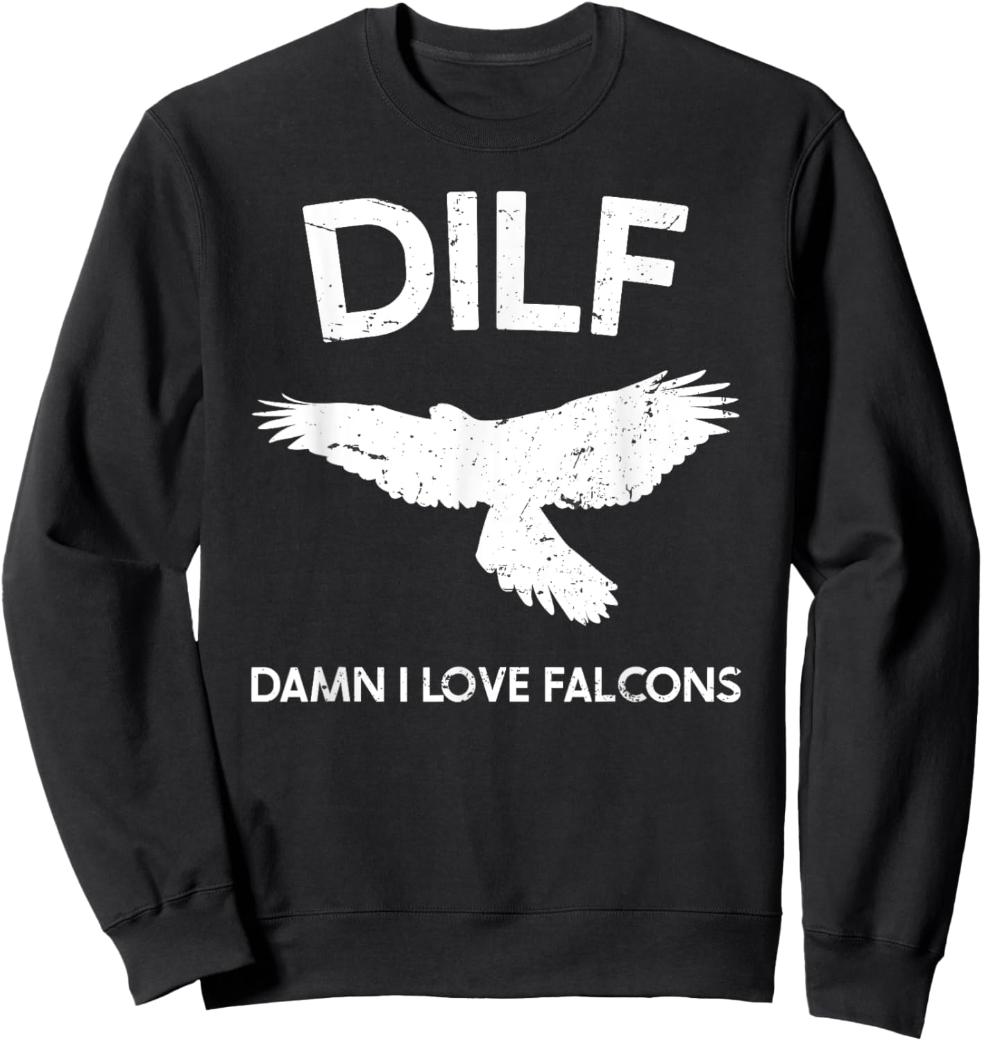 DILF-Damn I Love Falcons Funny Saying Falconry Lovers Sweatshirt - Sweatshirt | Black