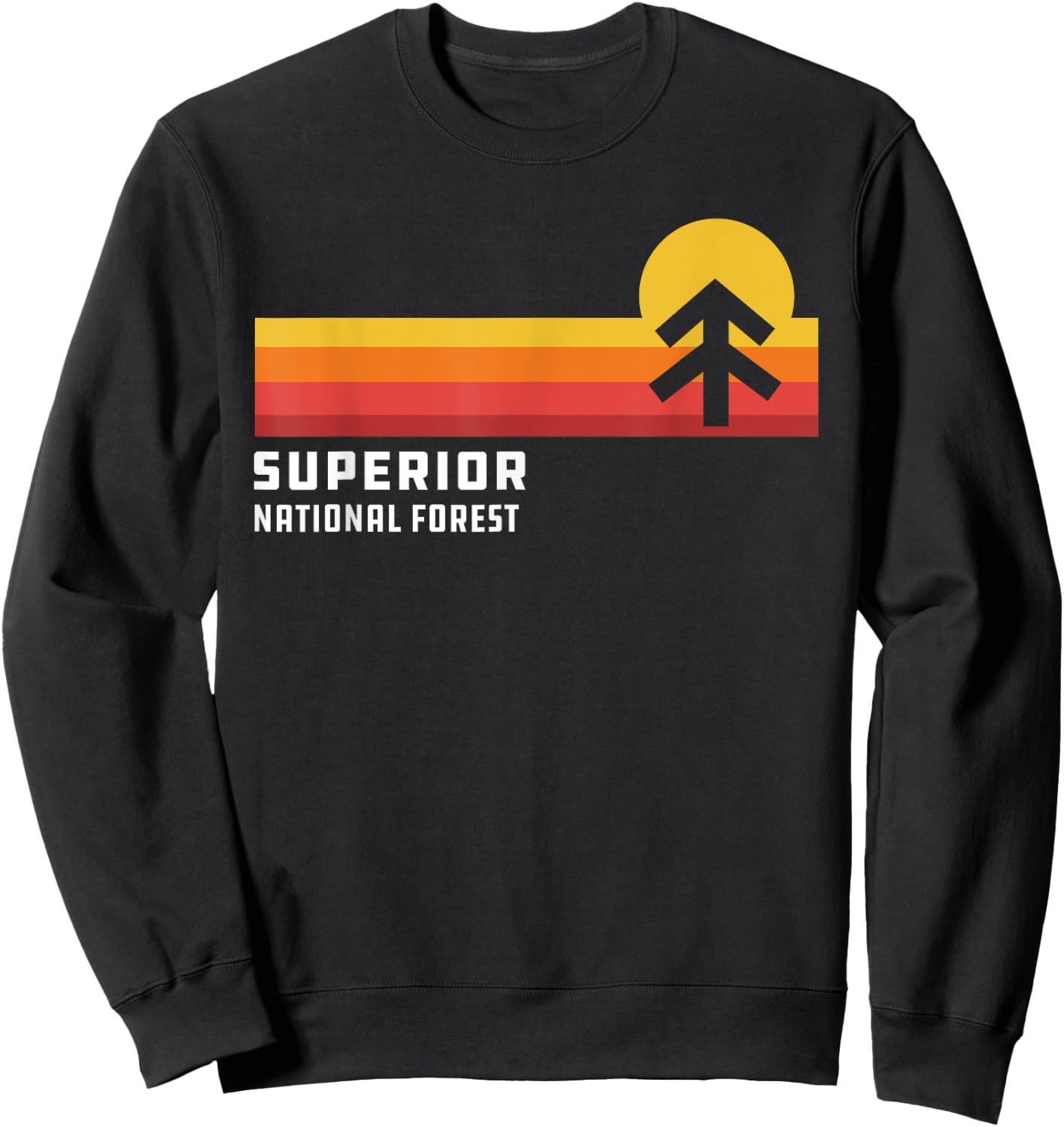 Retro Sunset Superior National Forest Ely Minnesota Sweatshirt - Sweatshirt | Black