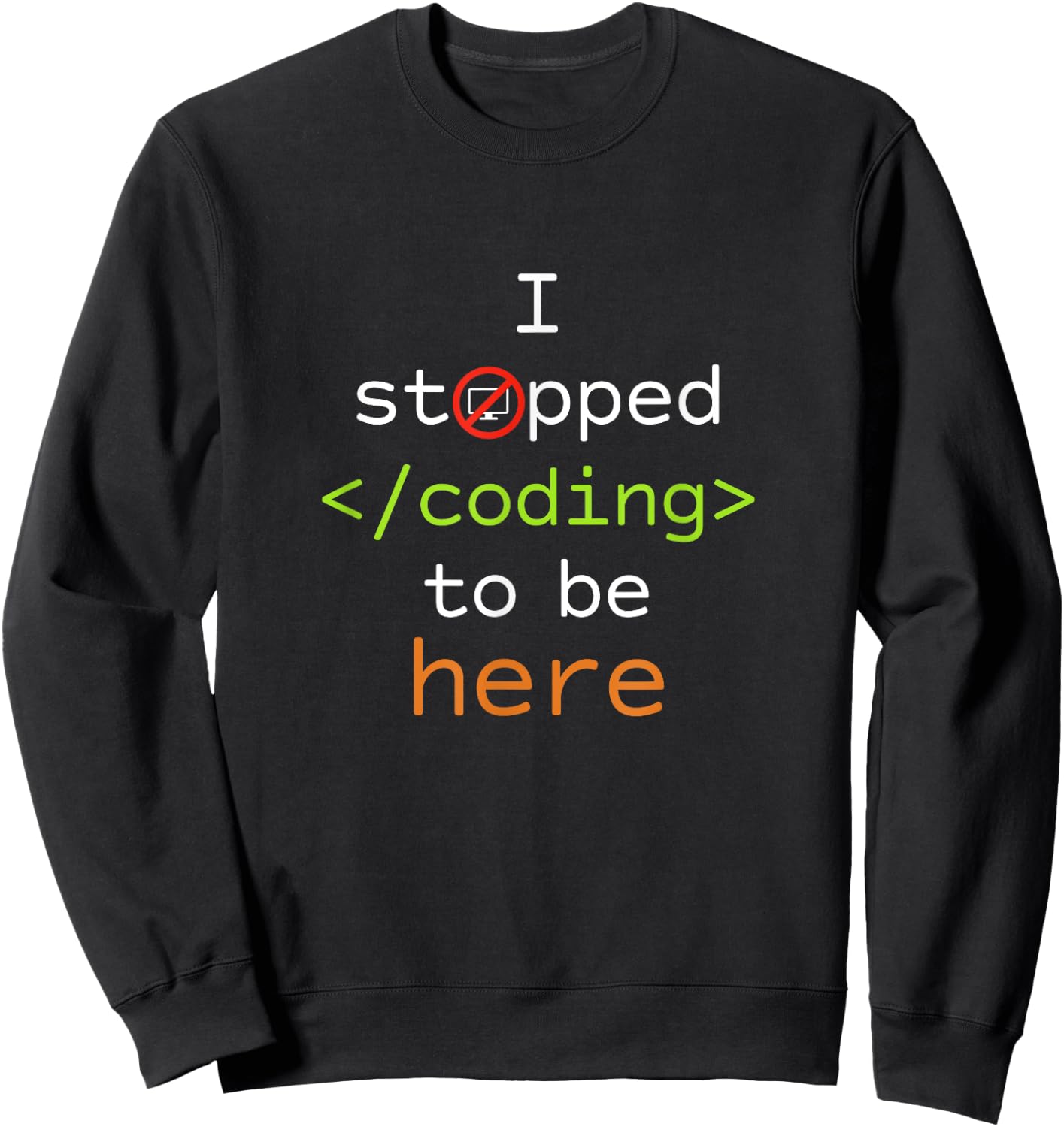 Programer T Shirt "I Stopped Coding to Be Here" Men & Women Sweatshirt - Sweatshirt | Black