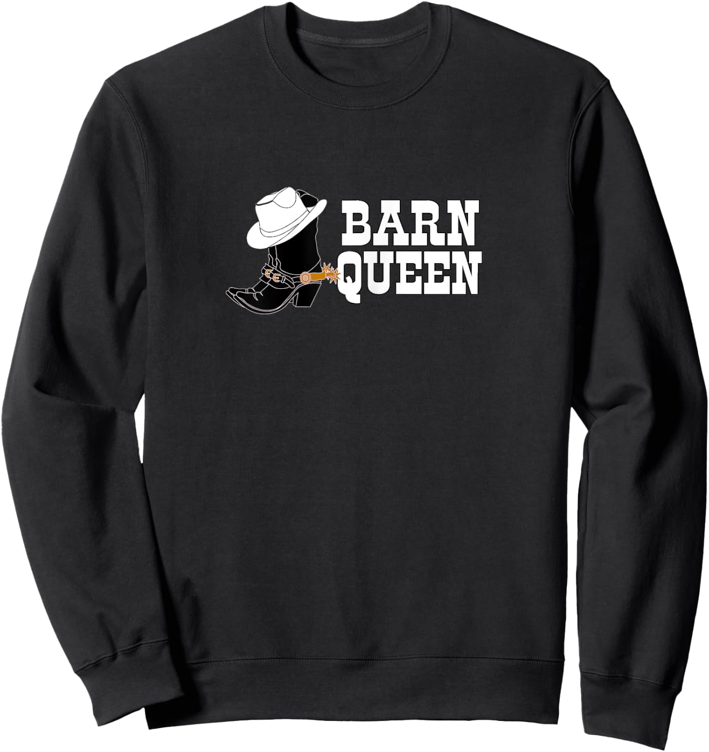 Horse lover Cowgirl shirt "BARN QUEEN" with Boot, Hat. white Sweatshirt - Sweatshirt | Black