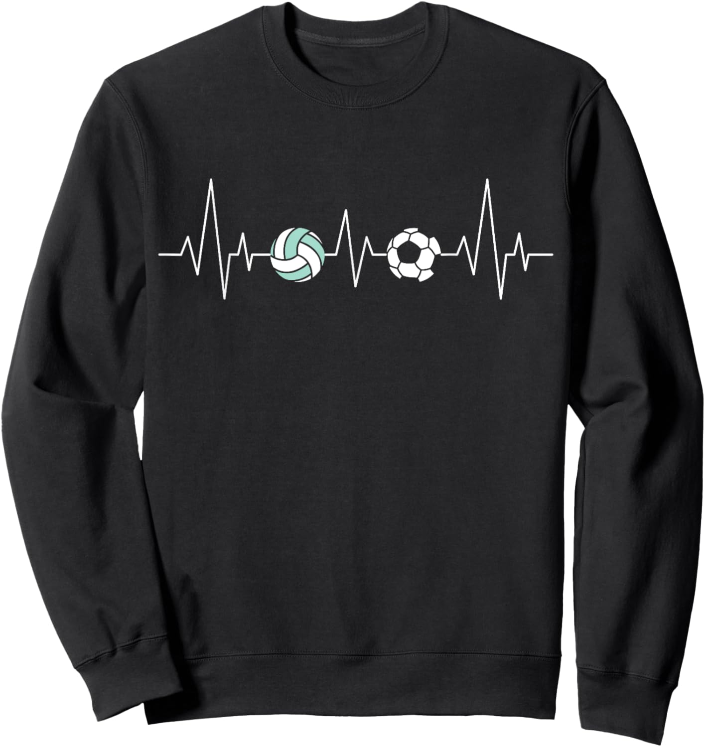 Soccer Volleyball Heartbeat Funny Sport Sweatshirt - Sweatshirt | Black