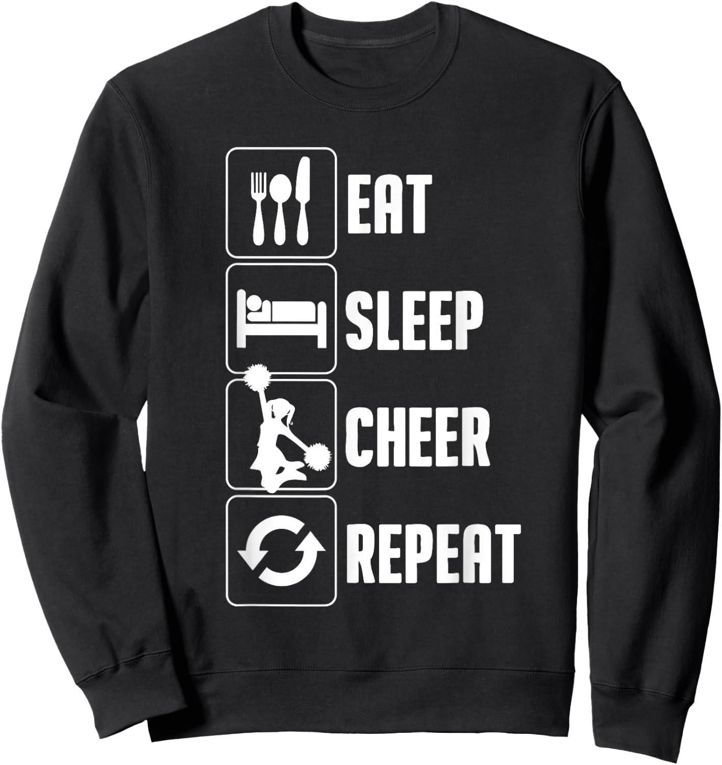 Funny Cheerleading Art For Teen Girl Women Cheerleader Cheer Sweatshirt - Sweatshirt | Black