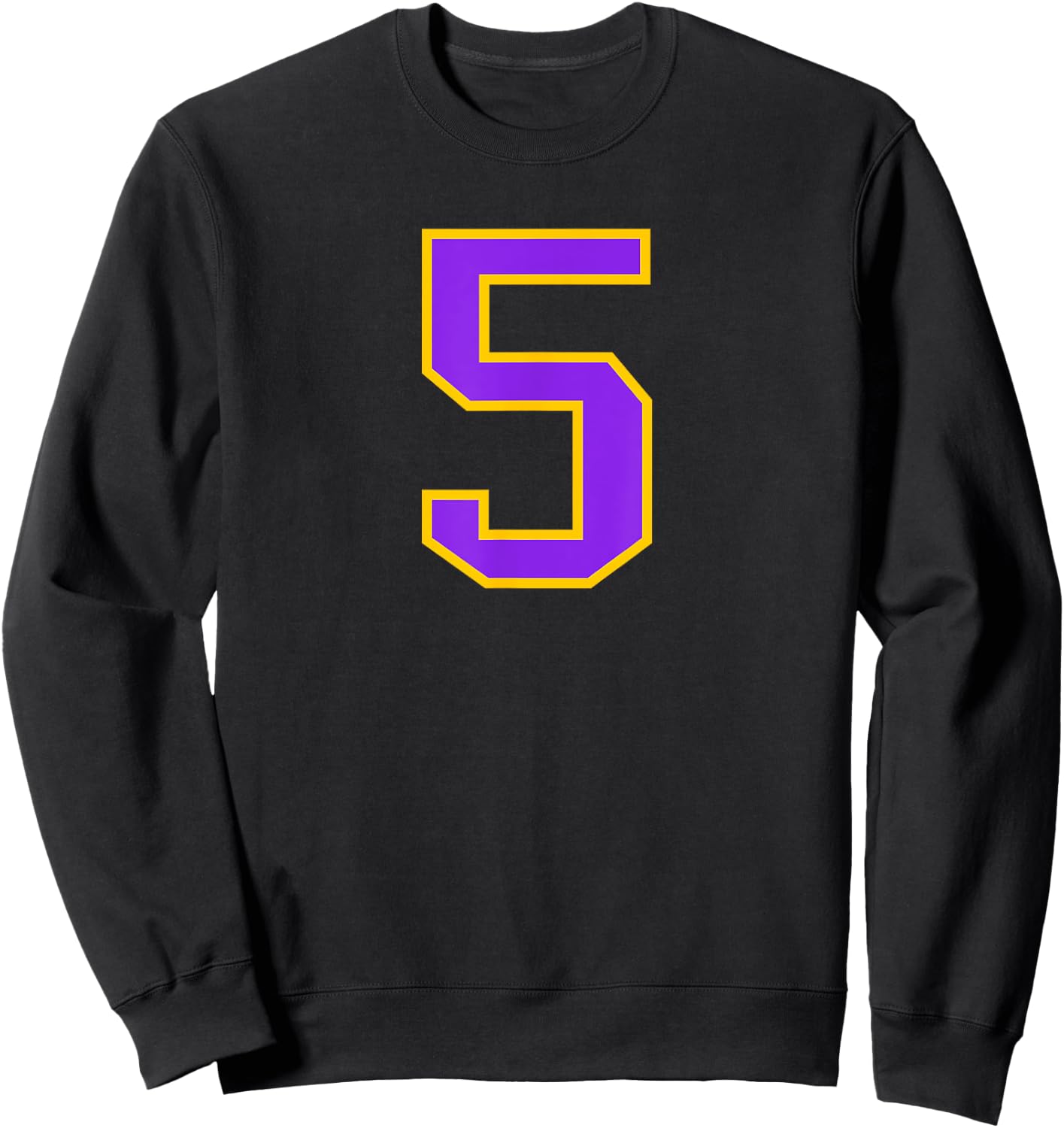 Number #5 Yellow Purple Varsity Number Sweatshirt - Sweatshirt | Black