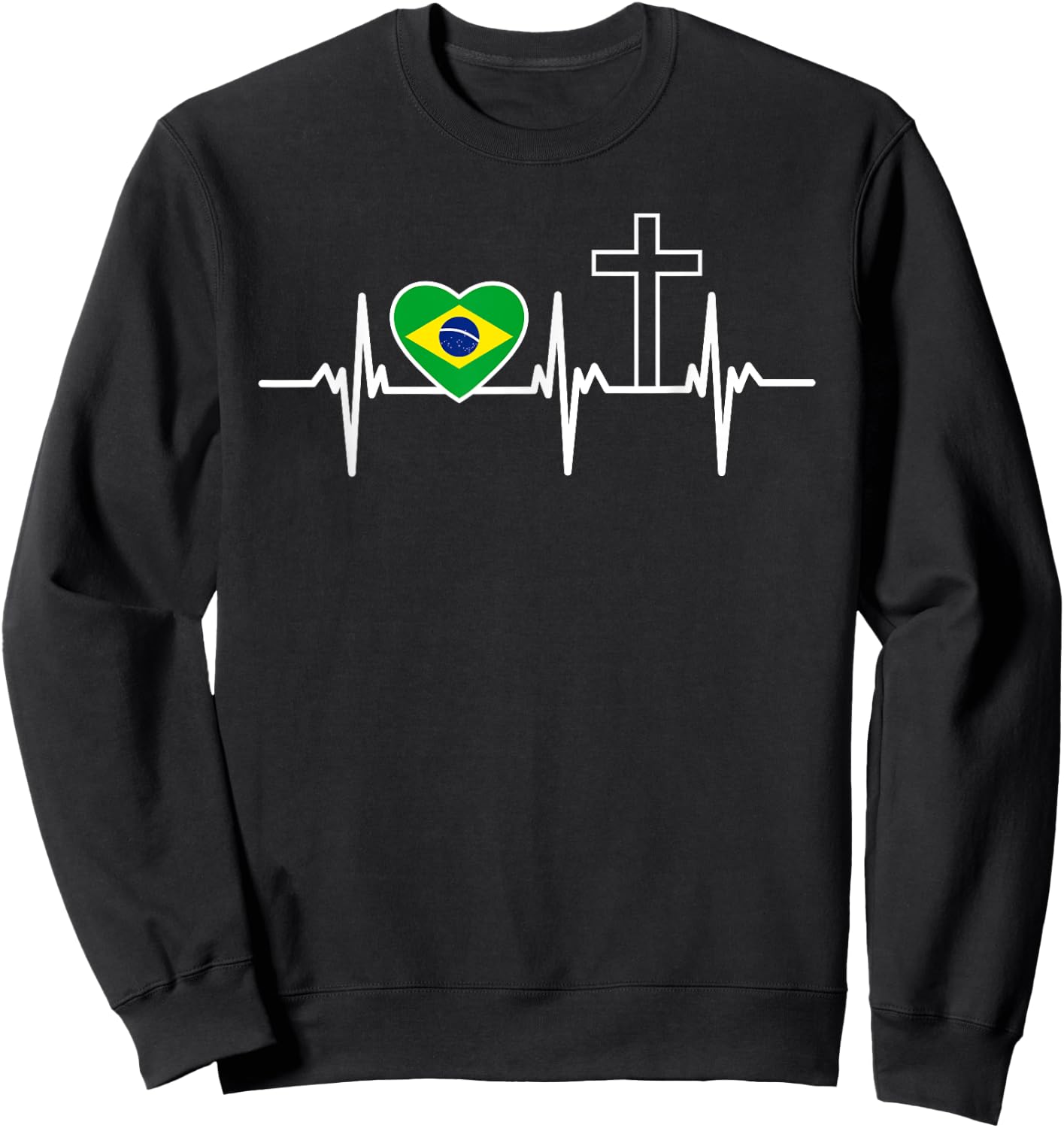 A Heart For Jesus And Brazil - Christian Clothing Sweatshirt - Sweatshirt | Black