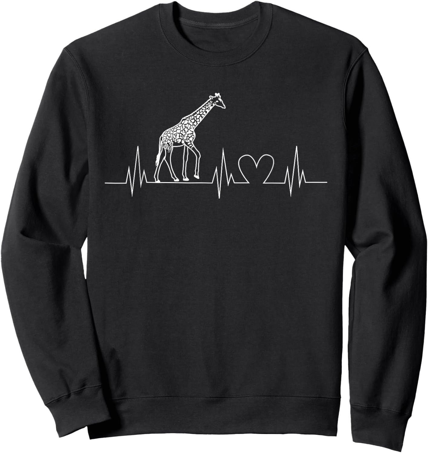 Love Giraffe Heartbeat Funny ECG Cute Tallest Mammal Rhythm Sweatshirt - Sweatshirt | Black