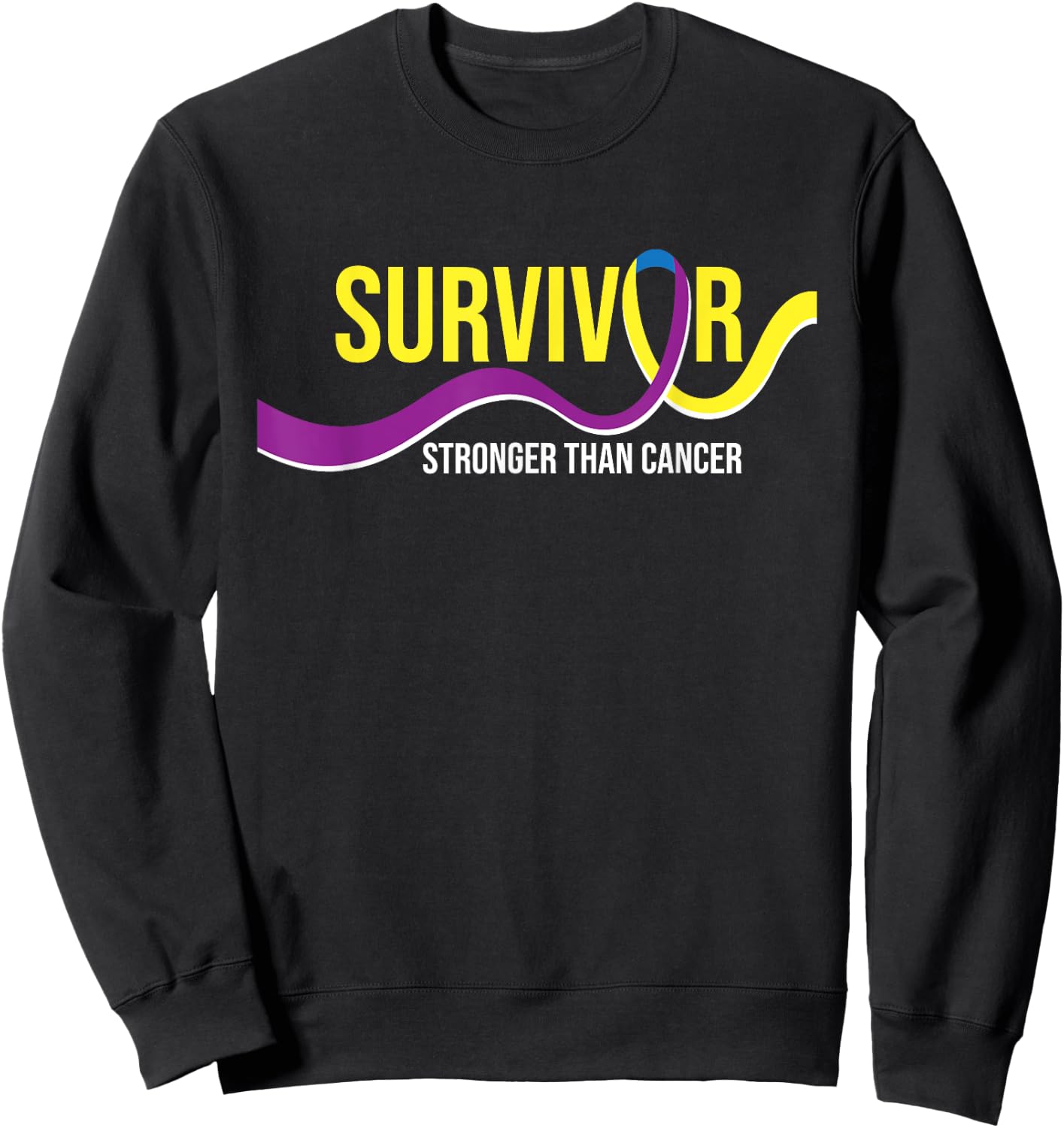 Survivor Stronger Than Cancer - Bladder Cancer Awareness Sweatshirt - Sweatshirt | Black