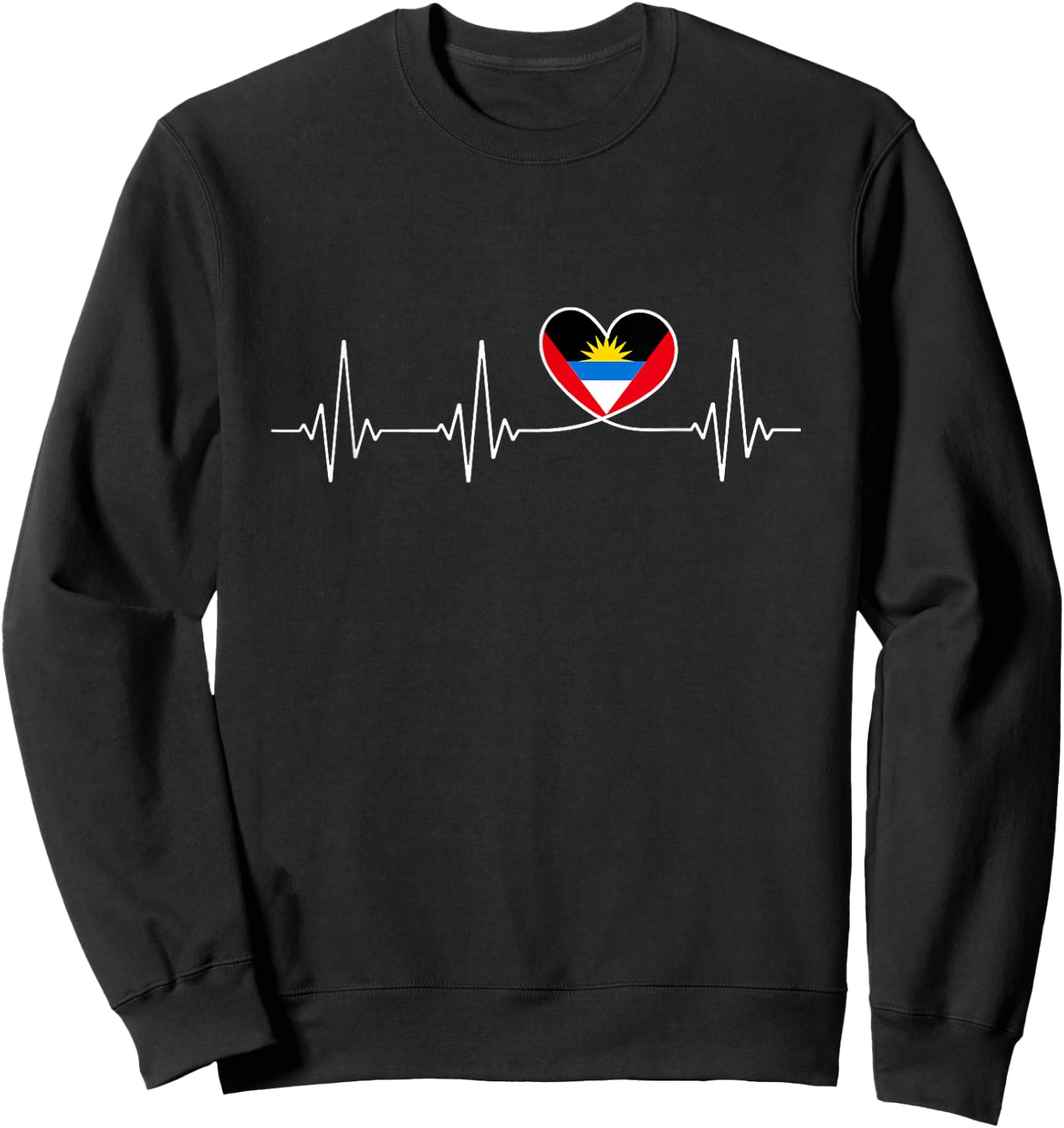 Antiguan and Barbudan Flag on Heart Antigua and Barbuda Sweatshirt - Sweatshirt | Black