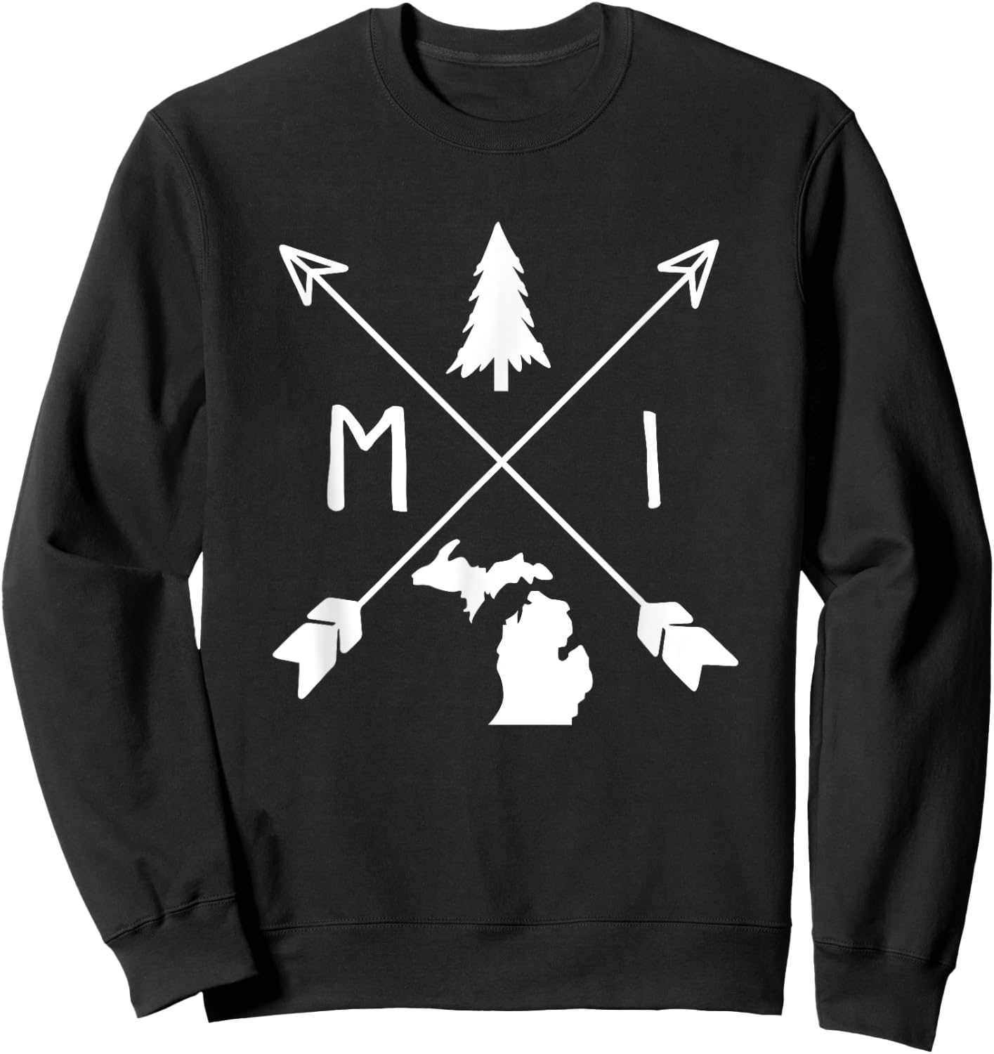 Michigan Up North Home State Midwest Vintage Retro Sweatshirt - Sweatshirt | Black