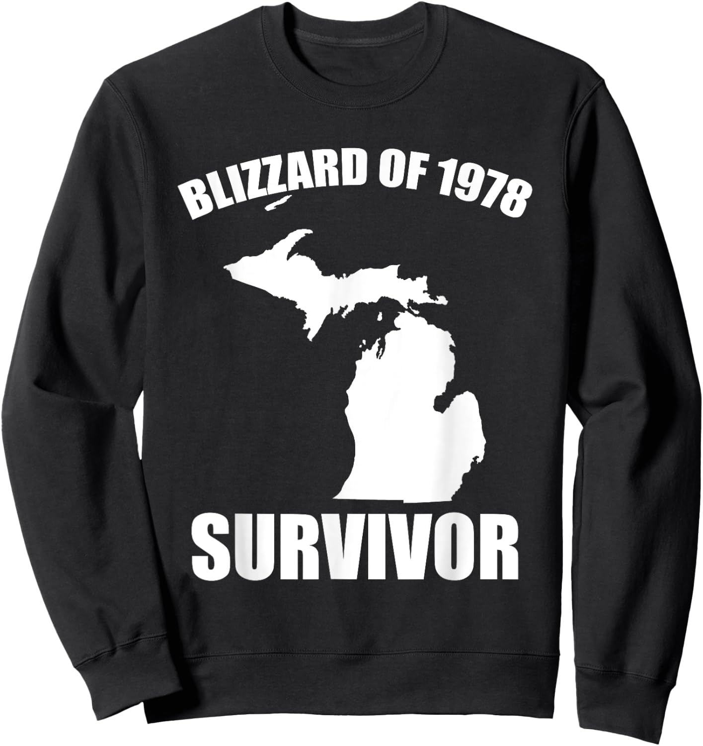 Blizzard Of 1978 Survivor Funny Michigan Winter Snowstorm Sweatshirt - Sweatshirt | Black