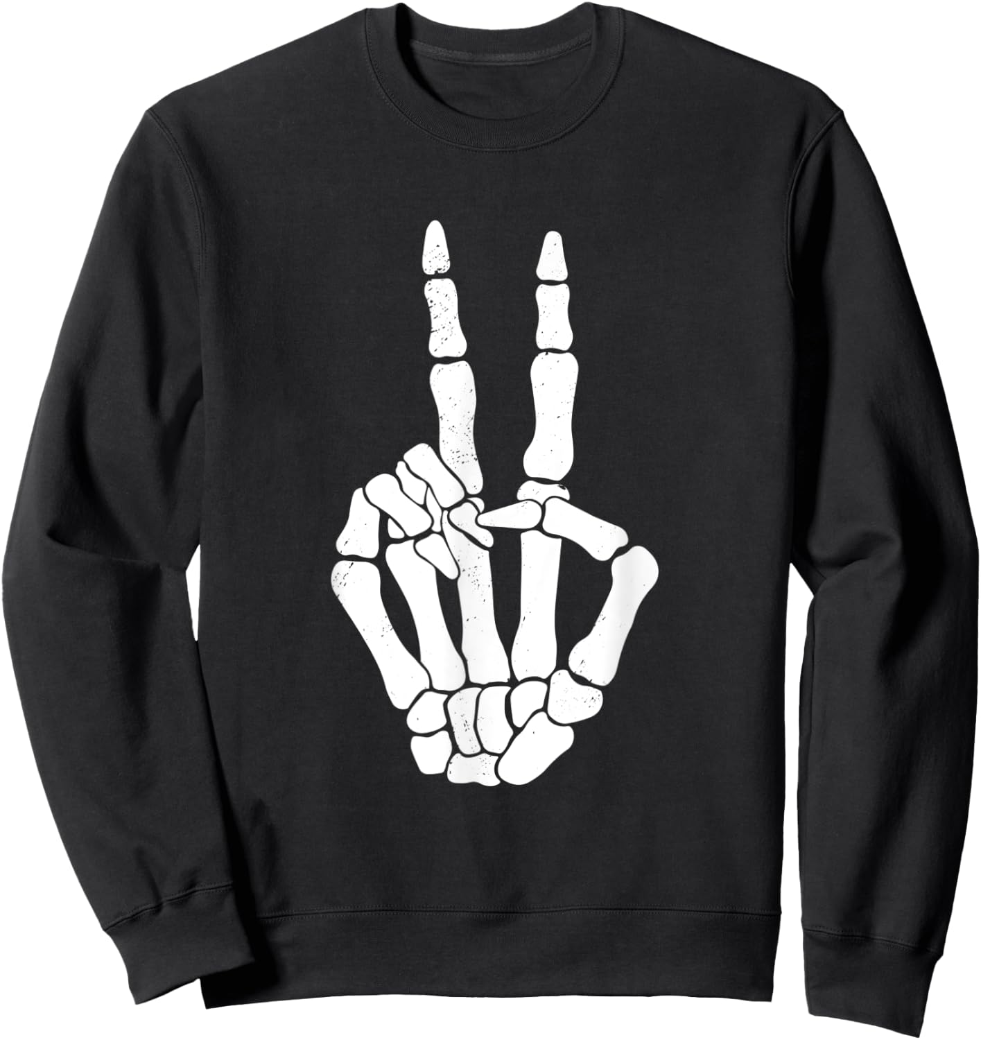 Skeleton Peace Sign Skeleton Halloween Creatures Love Sweatshirt - Sweatshirt | Black