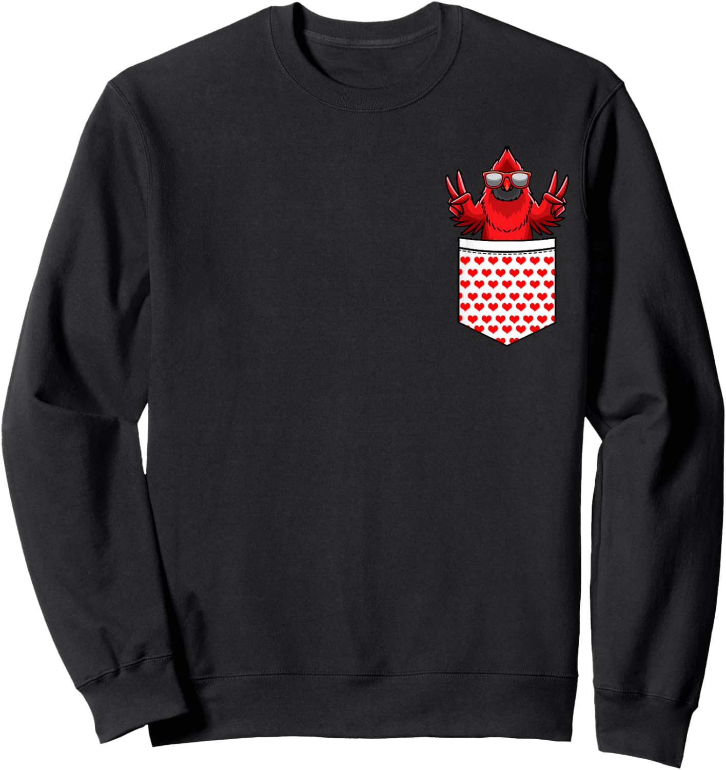 Northern Cardinal Bird Red Cardinal In Pocket Sweatshirt - Sweatshirt | Black