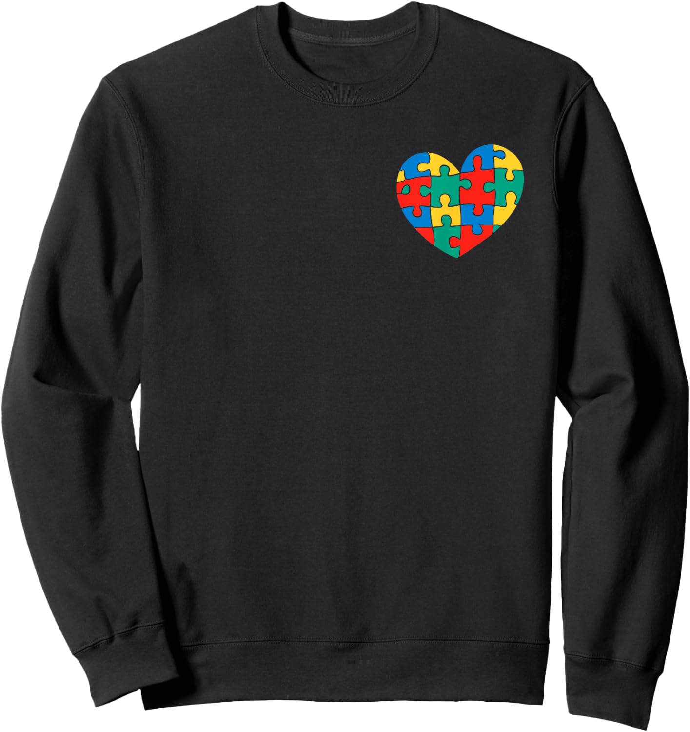 Cute Puzzle Love Heart Pocket Autism Awareness Month Support Sweatshirt - Sweatshirt | Black