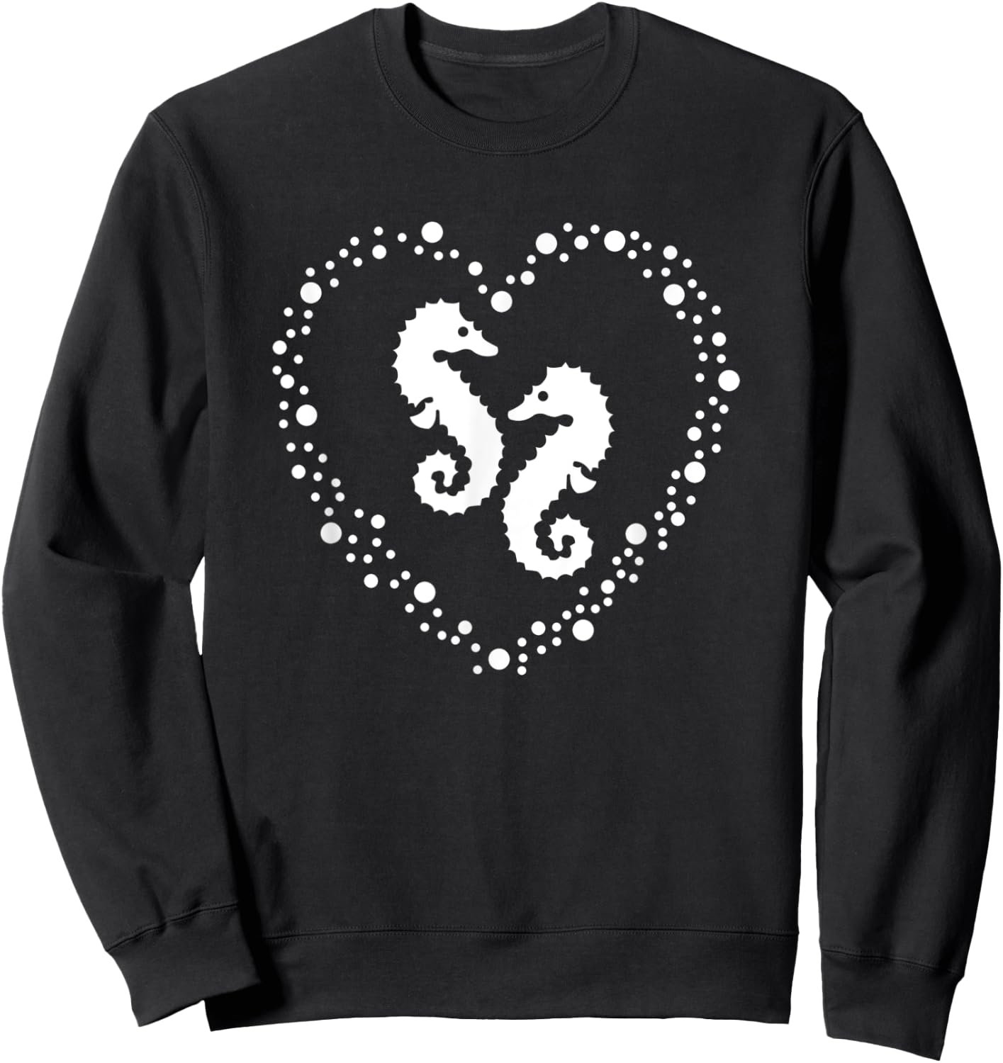 Seahorses in love in bubble heart mystical sea creatures Sweatshirt - Sweatshirt | Black