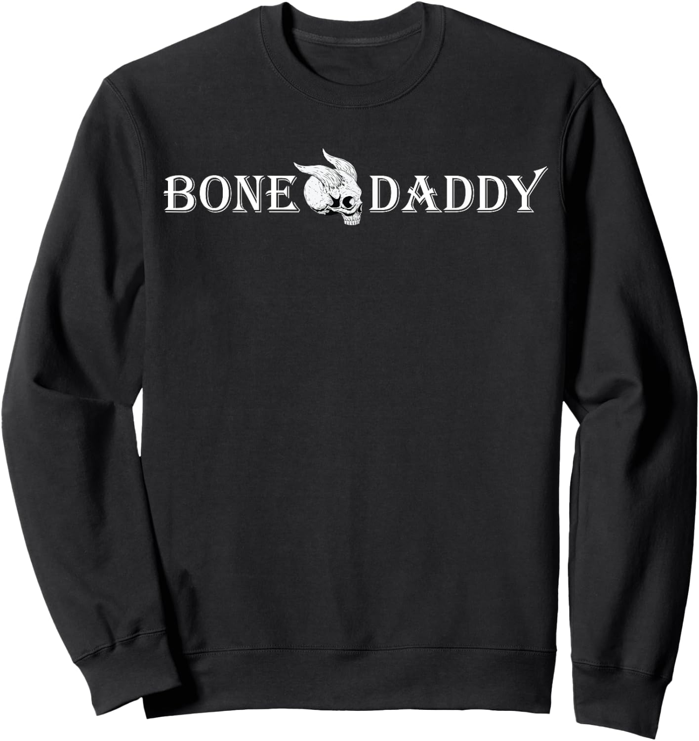 Retro Bone Daddy Horned Biker Death Skull Sweatshirt - Sweatshirt | Black