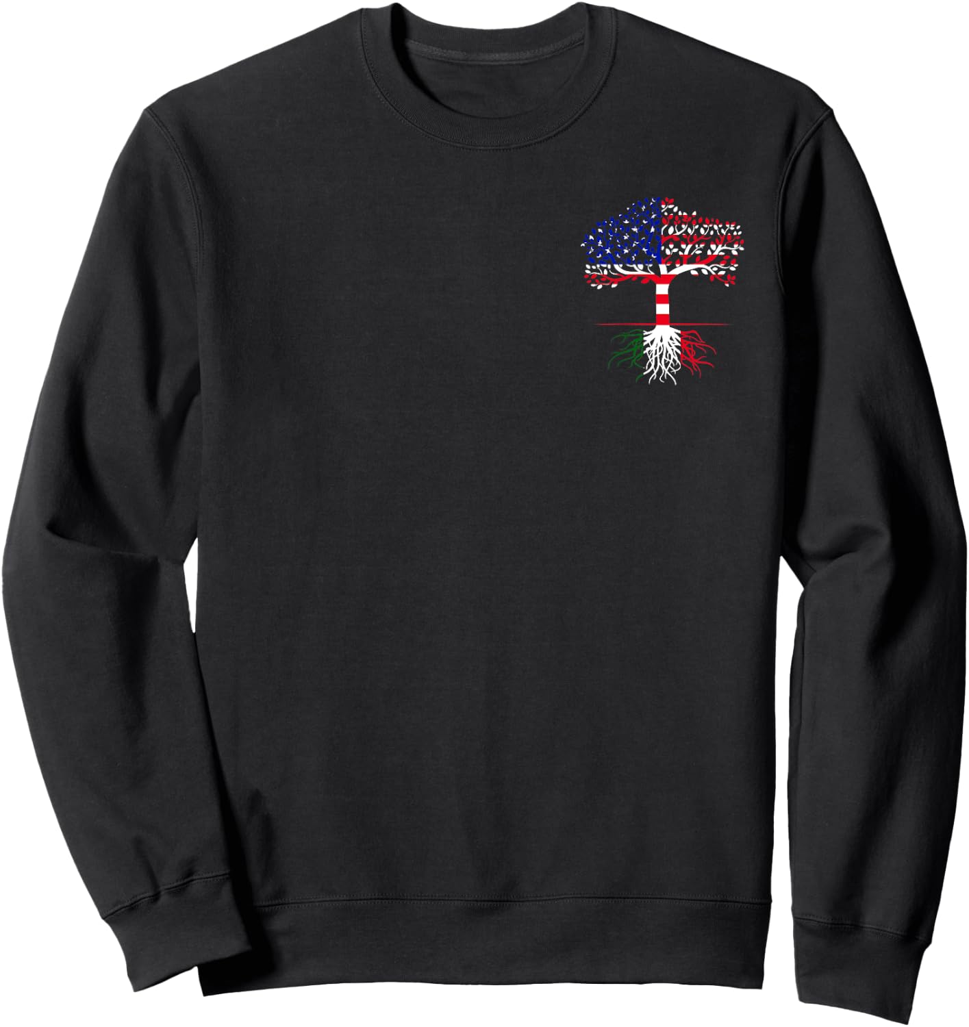 American Grown Italian Roots Italian American Flag Patriotic Sweatshirt - Sweatshirt | Black